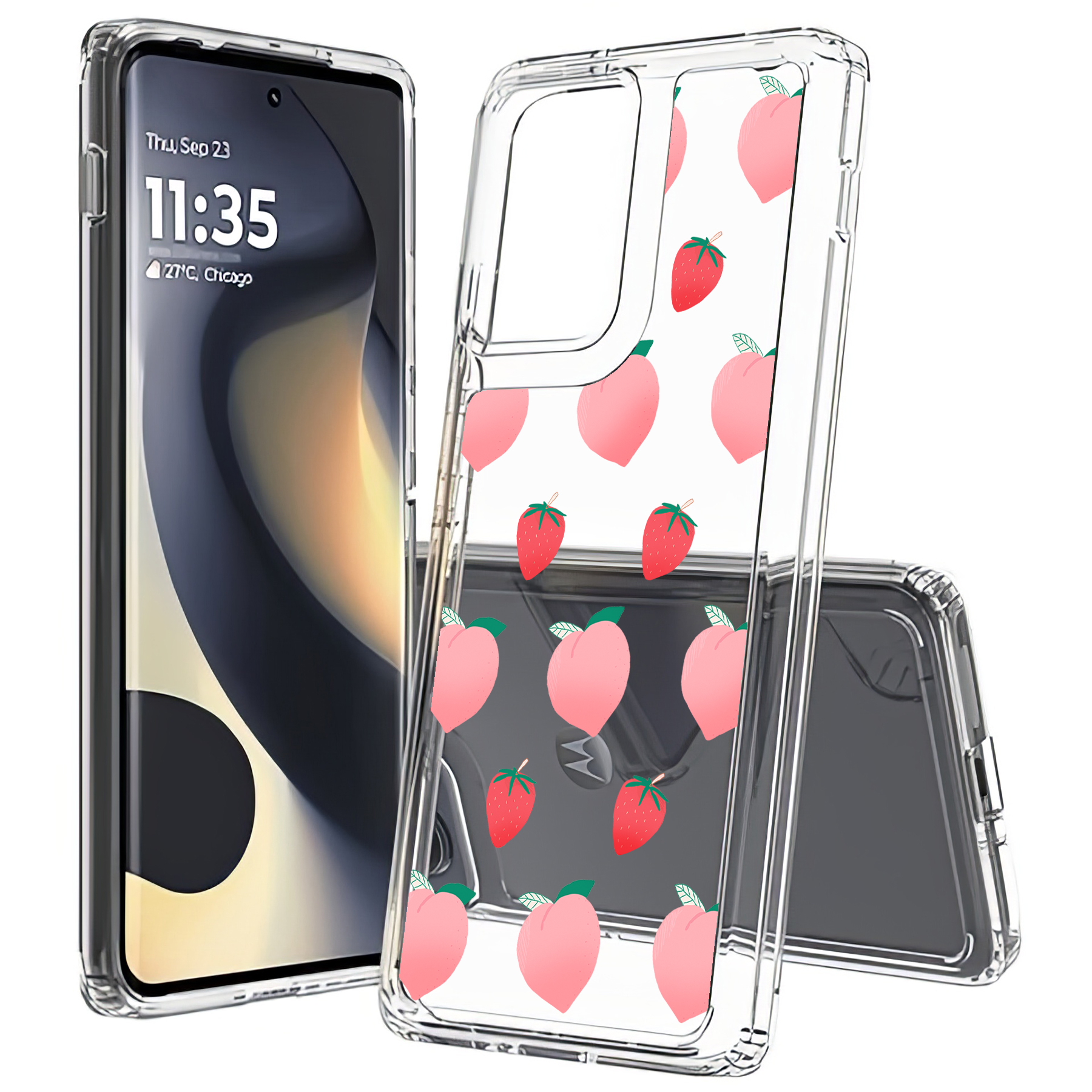 For Motorola (Edge,One 5G,Ace,UW,X40,30),Slim Cover,Pink Fruit Print,USA - Picture 21 of 21