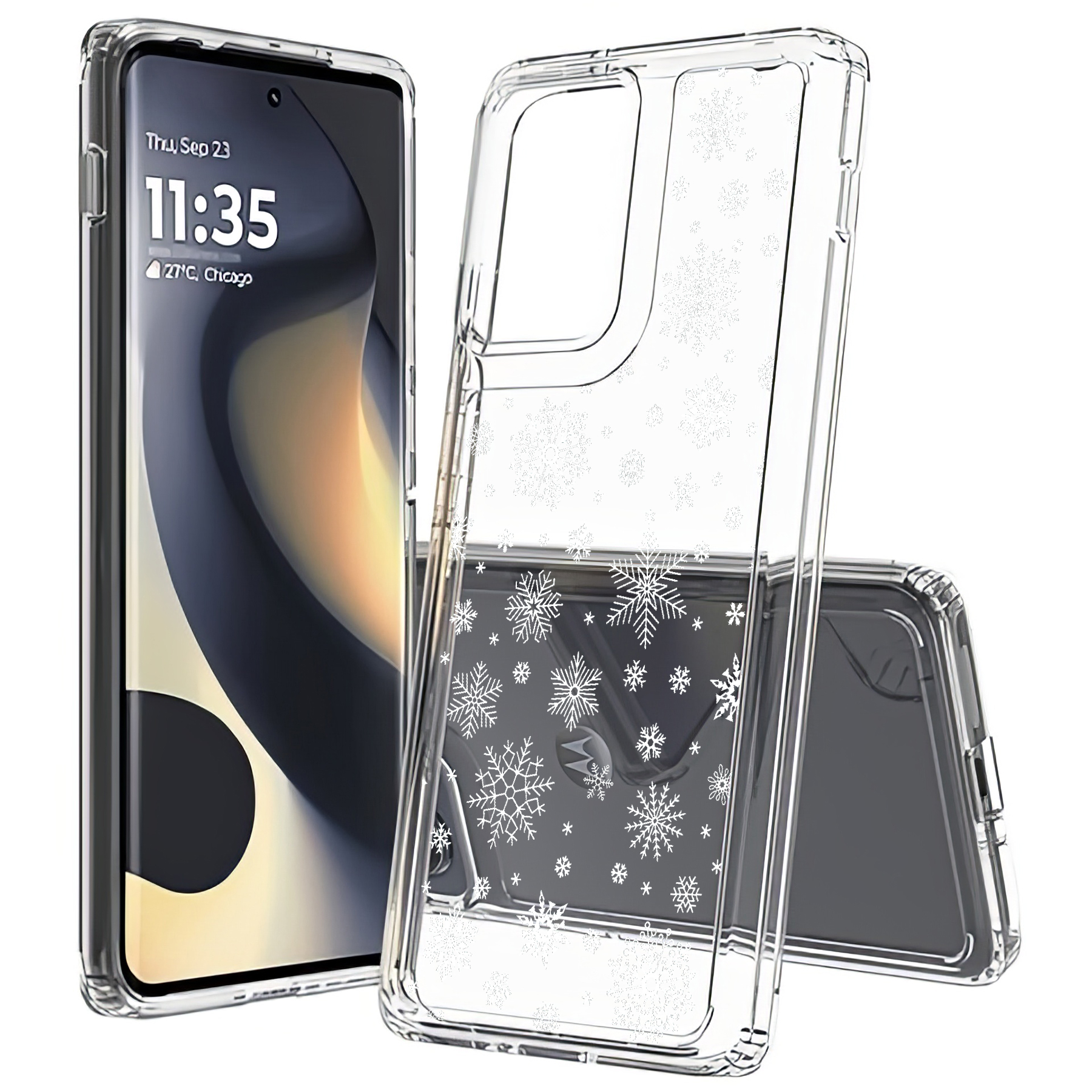For Motorola (Edge,One 5G,Ace,UW,X40,30),Slim Cover,Snowflake 1 Print,USA - 第 21/21 張圖片