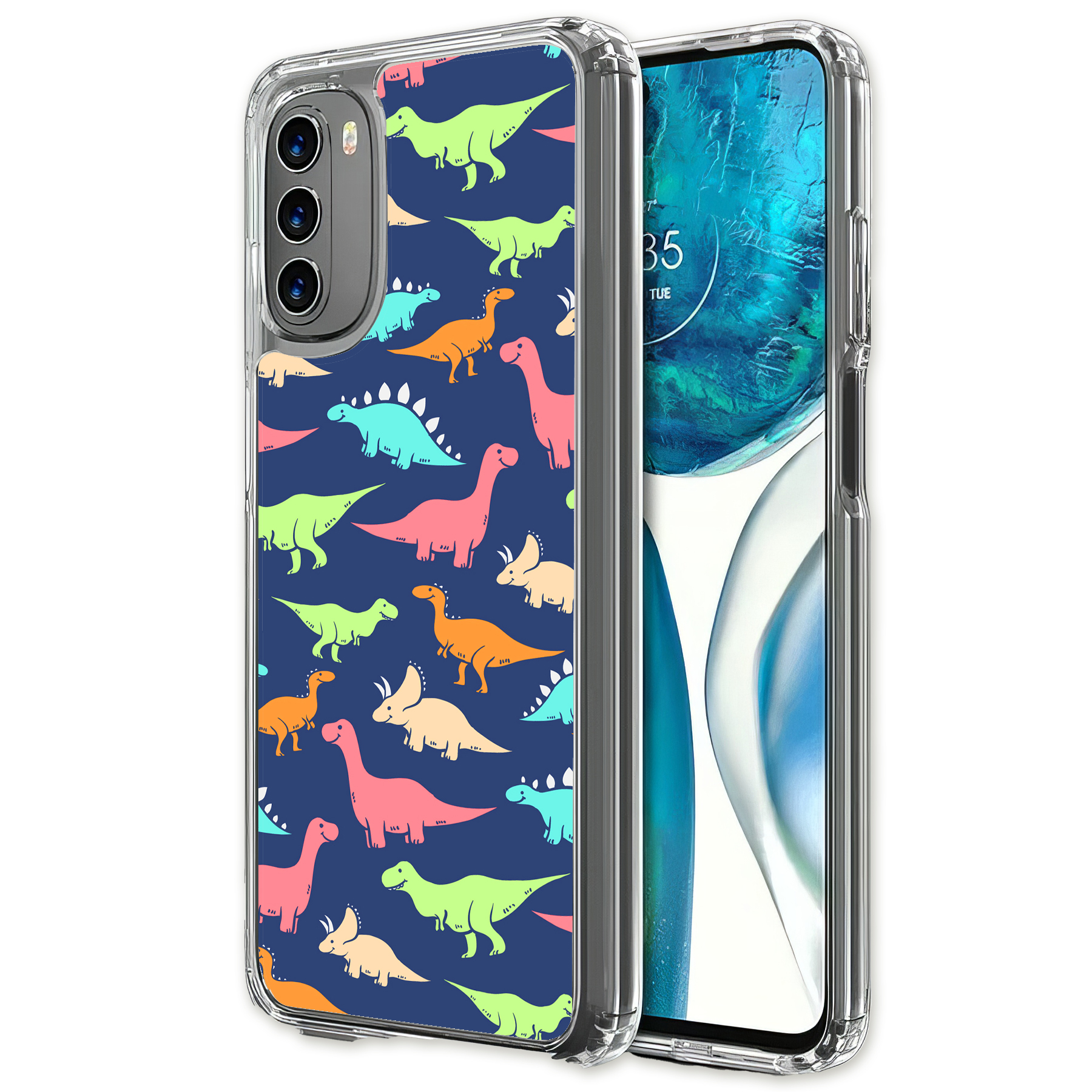 For Motorola Moto G (Power,Stylus,Play,5G),Slim Cover,Dinosaur 1 Print,USA - Picture 24 of 27