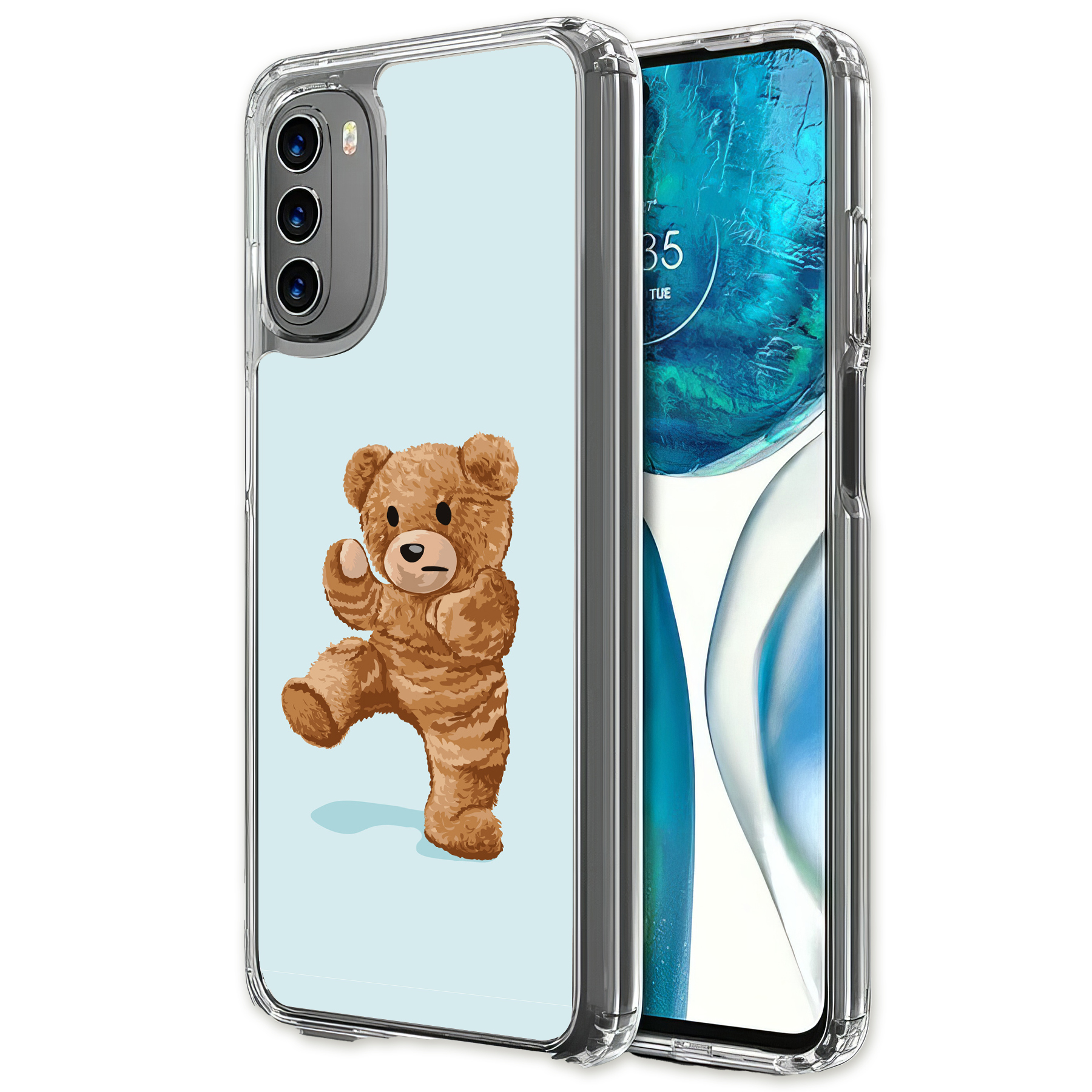 For Motorola Moto G (Power,Stylus,Play,5G),Slim Cover,Teddy Fight Print,USA - Afbeelding 24 van 27