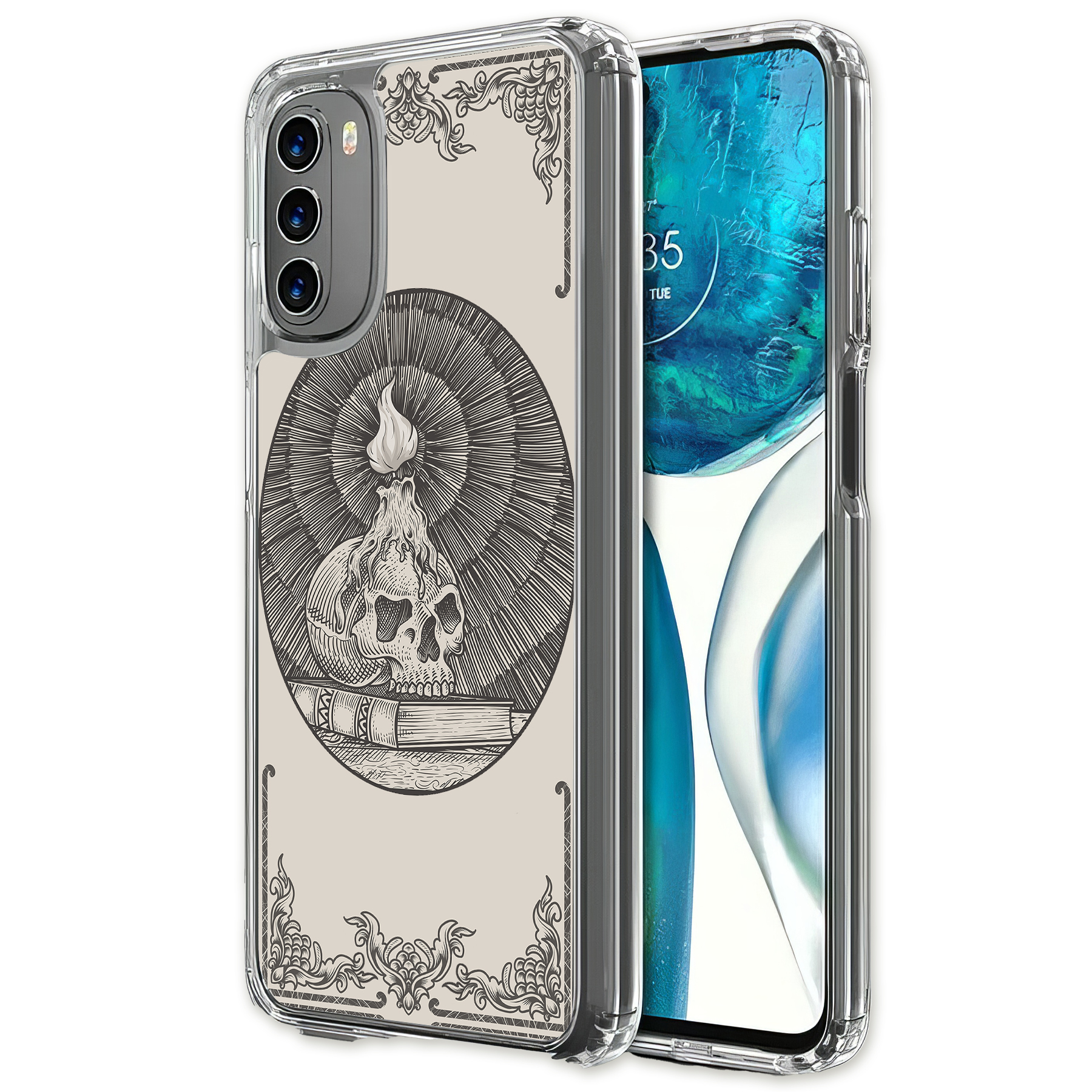 For Motorola Moto G (Power,Stylus,Play,5G),Slim Cover,Skull Art Black Print,USA - Picture 24 of 27