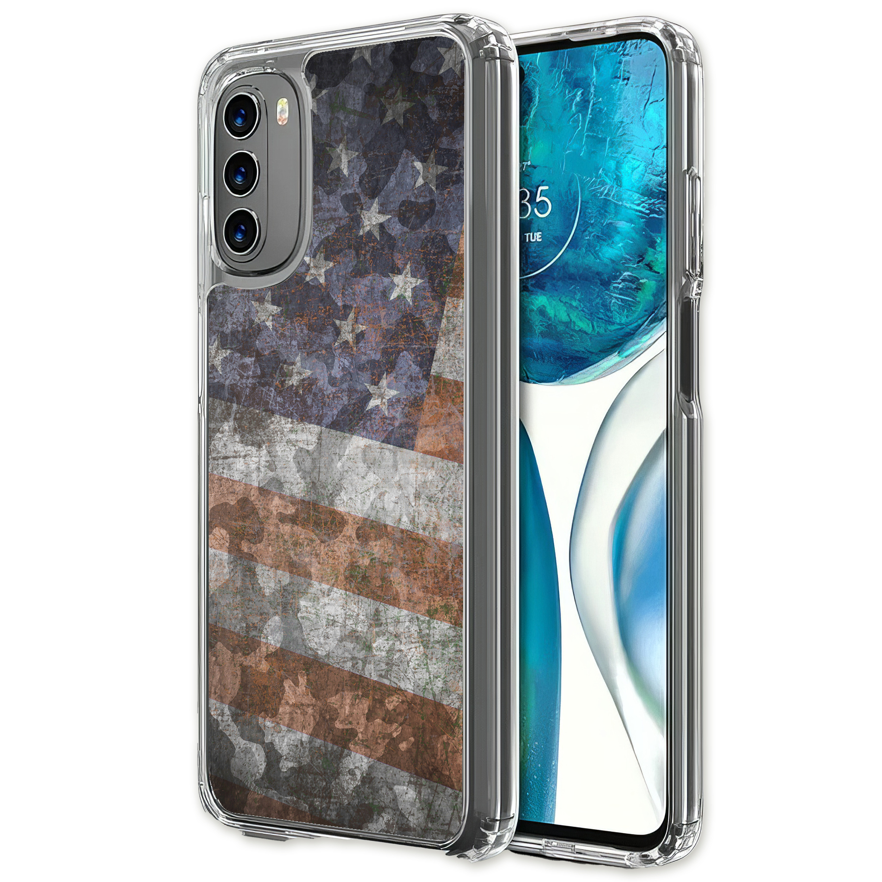 For Motorola Moto G (Power,Stylus,Play,5G),Slim Cover,American Flag 2 Print,USA - Picture 24 of 27