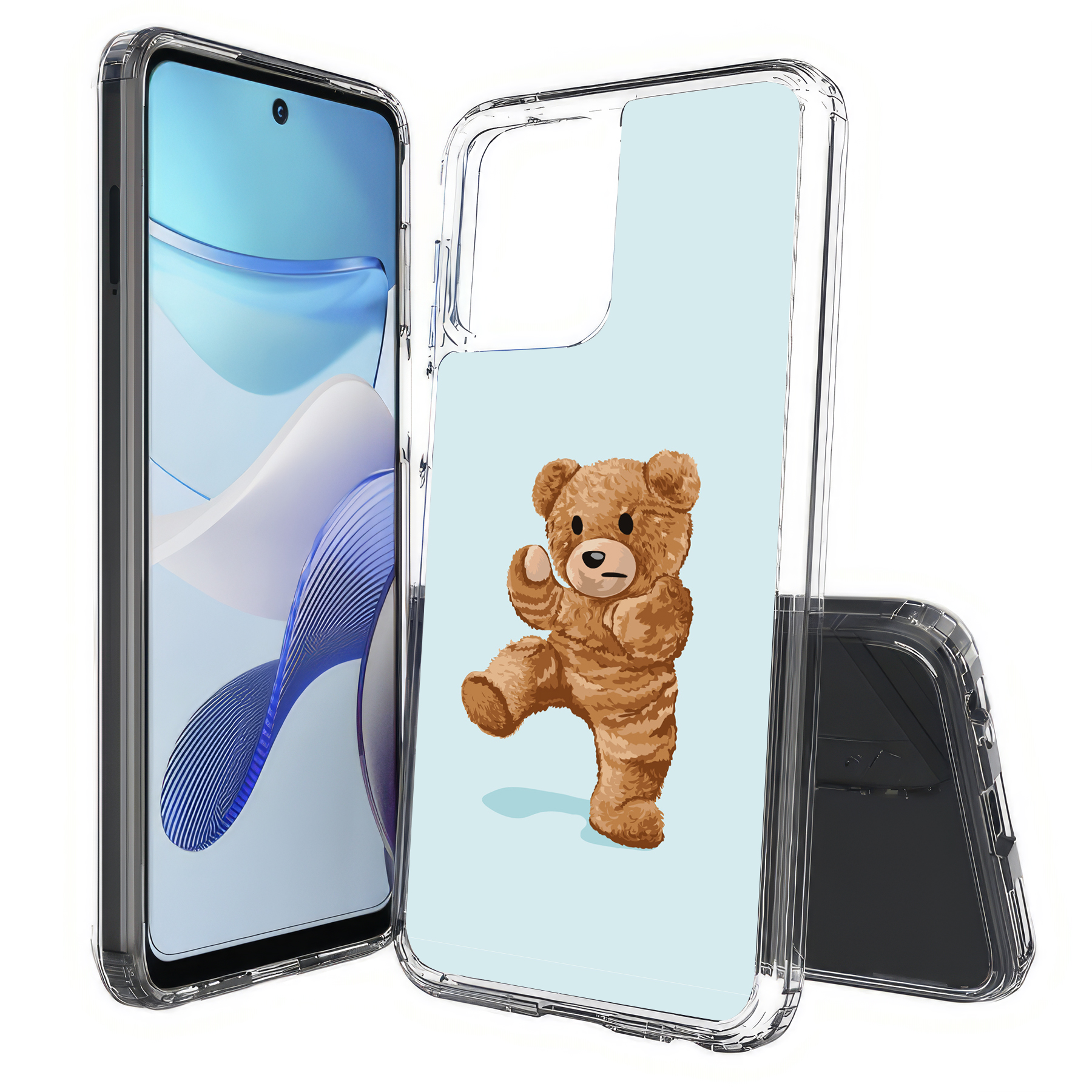 For Motorola Moto G (Power,Stylus,Play,5G),Slim Cover,Teddy Fight Print,USA - Afbeelding 25 van 27