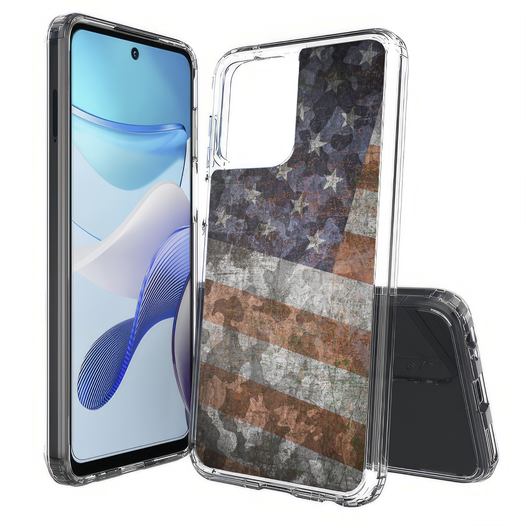 For Motorola Moto G (Power,Stylus,Play,5G),Slim Cover,American Flag 2 Print,USA - Picture 25 of 27
