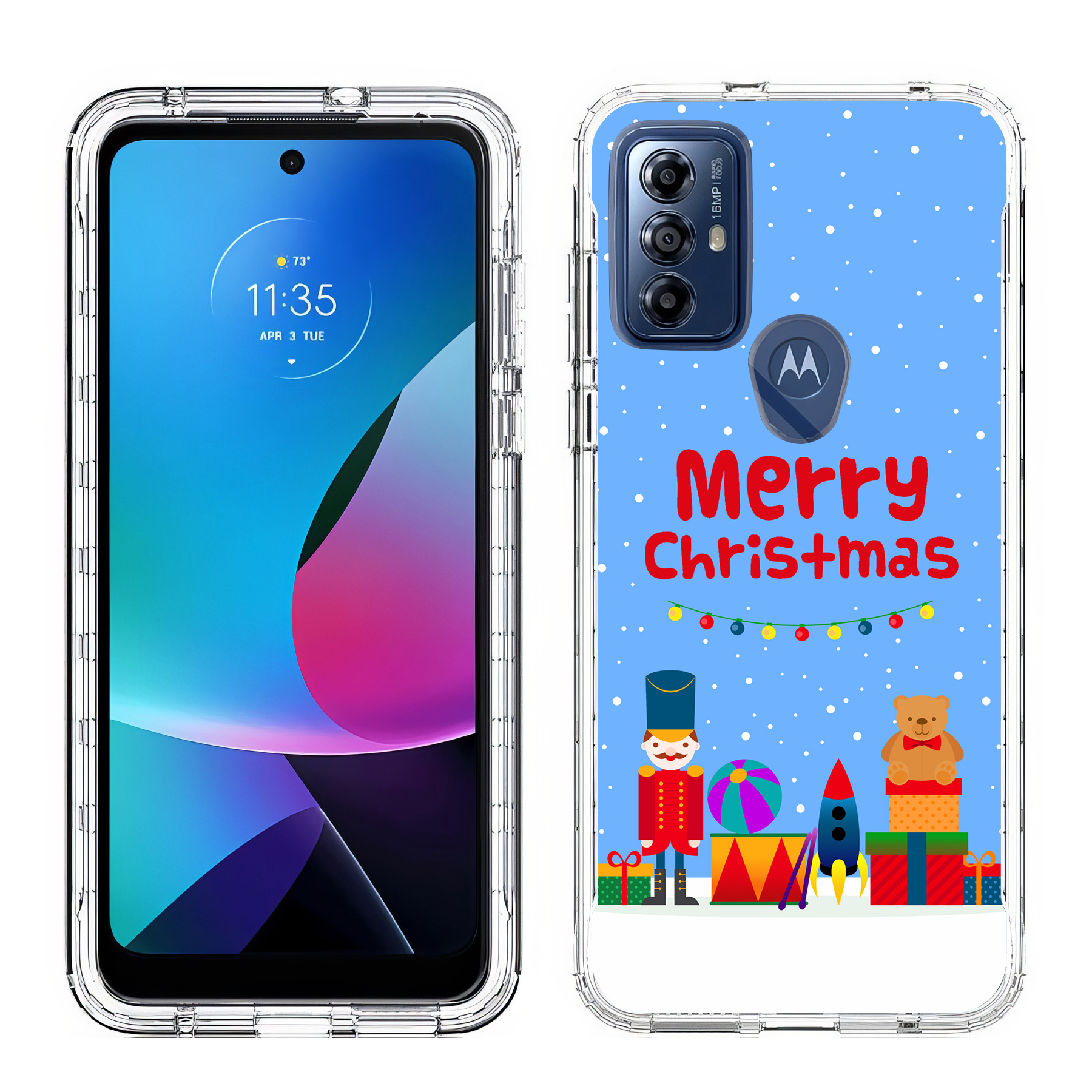 For Motorola Moto G (Power,Stylus,Play,5G),Slim Cover,Christmas Toy Print,USA - Afbeelding 22 van 27