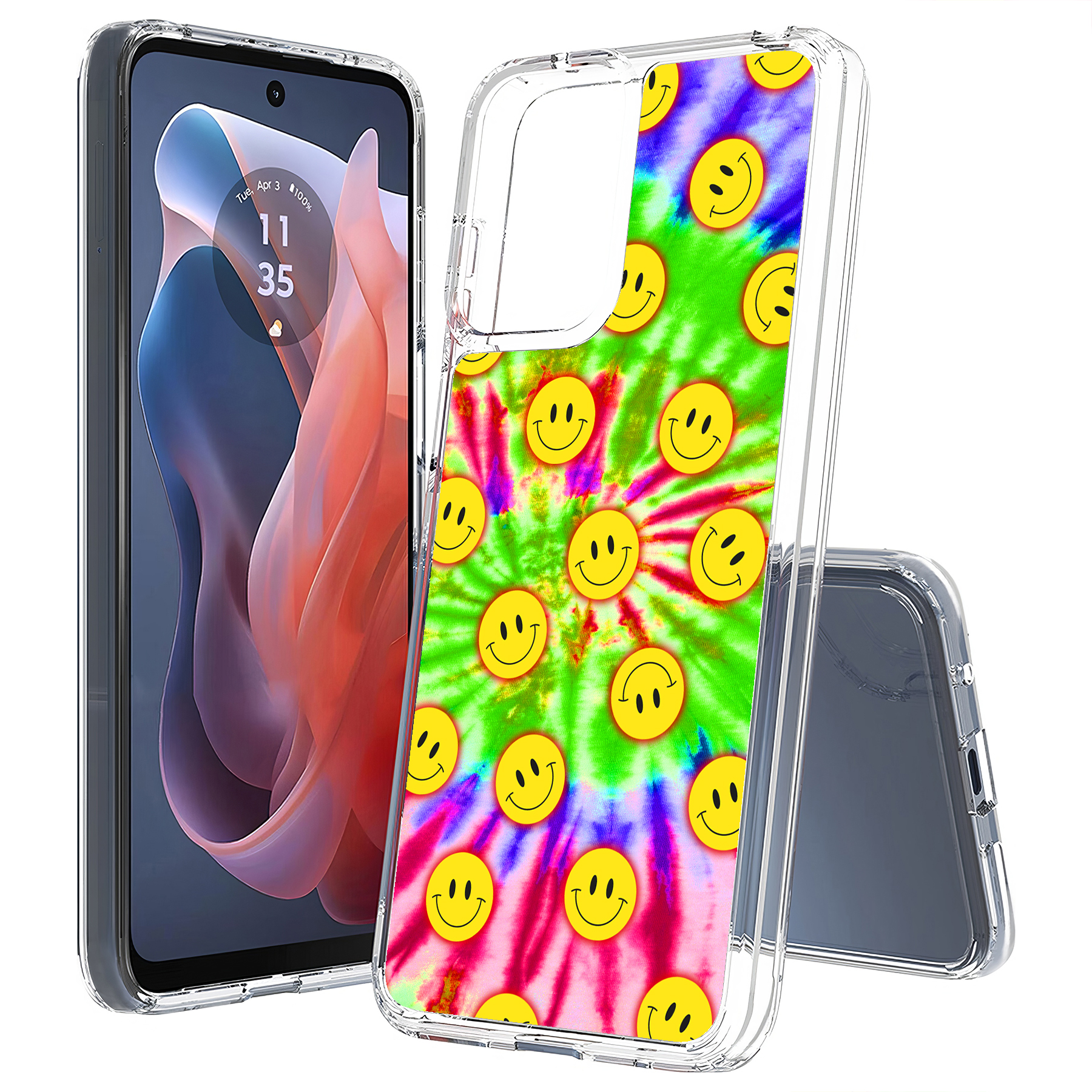 For Motorola Moto G (Power,Stylus,Play,5G),Slim Cover,Tie Dye Smile Print,USA - Picture 21 of 27