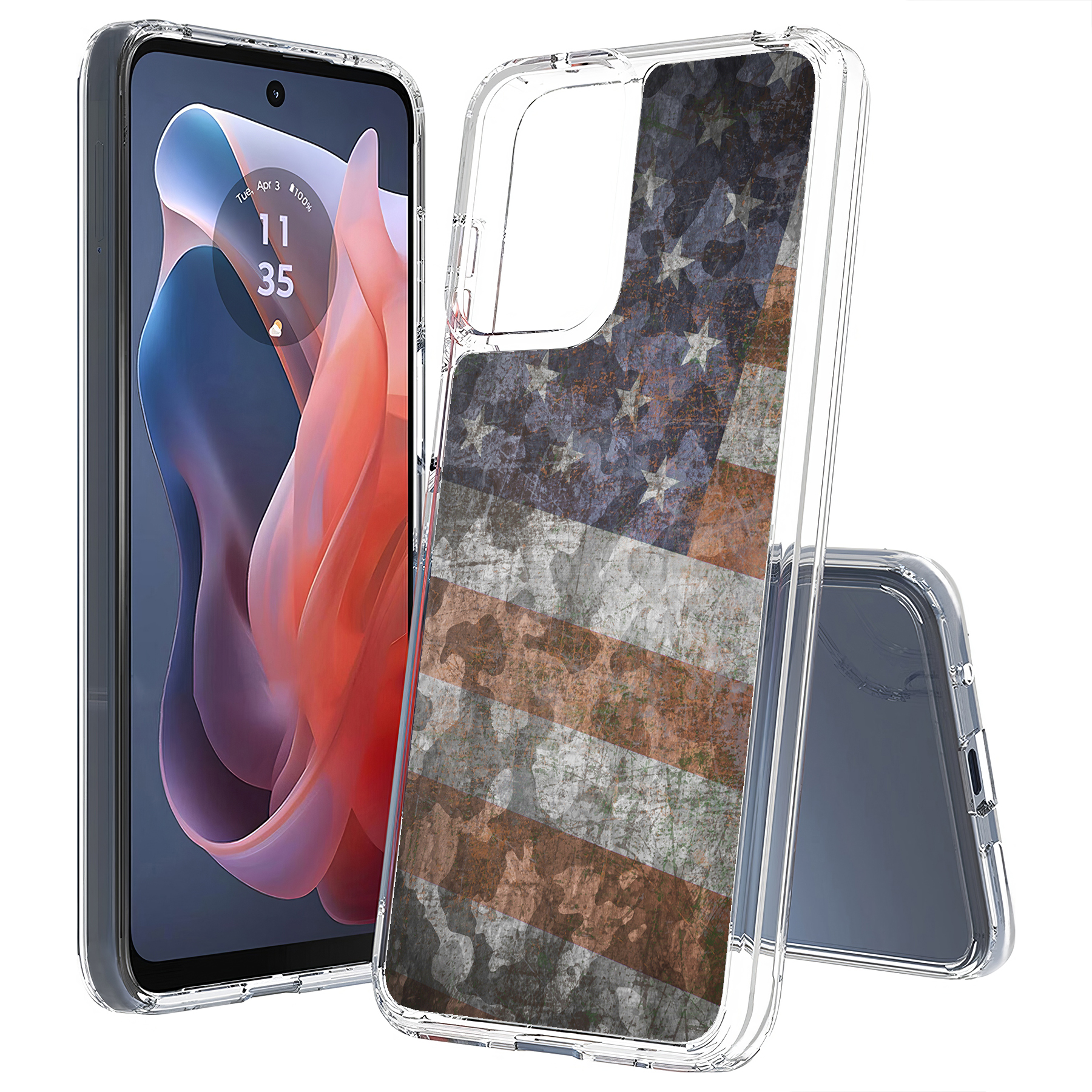 For Motorola Moto G (Power,Stylus,Play,5G),Slim Cover,American Flag 2 Print,USA - Picture 21 of 27