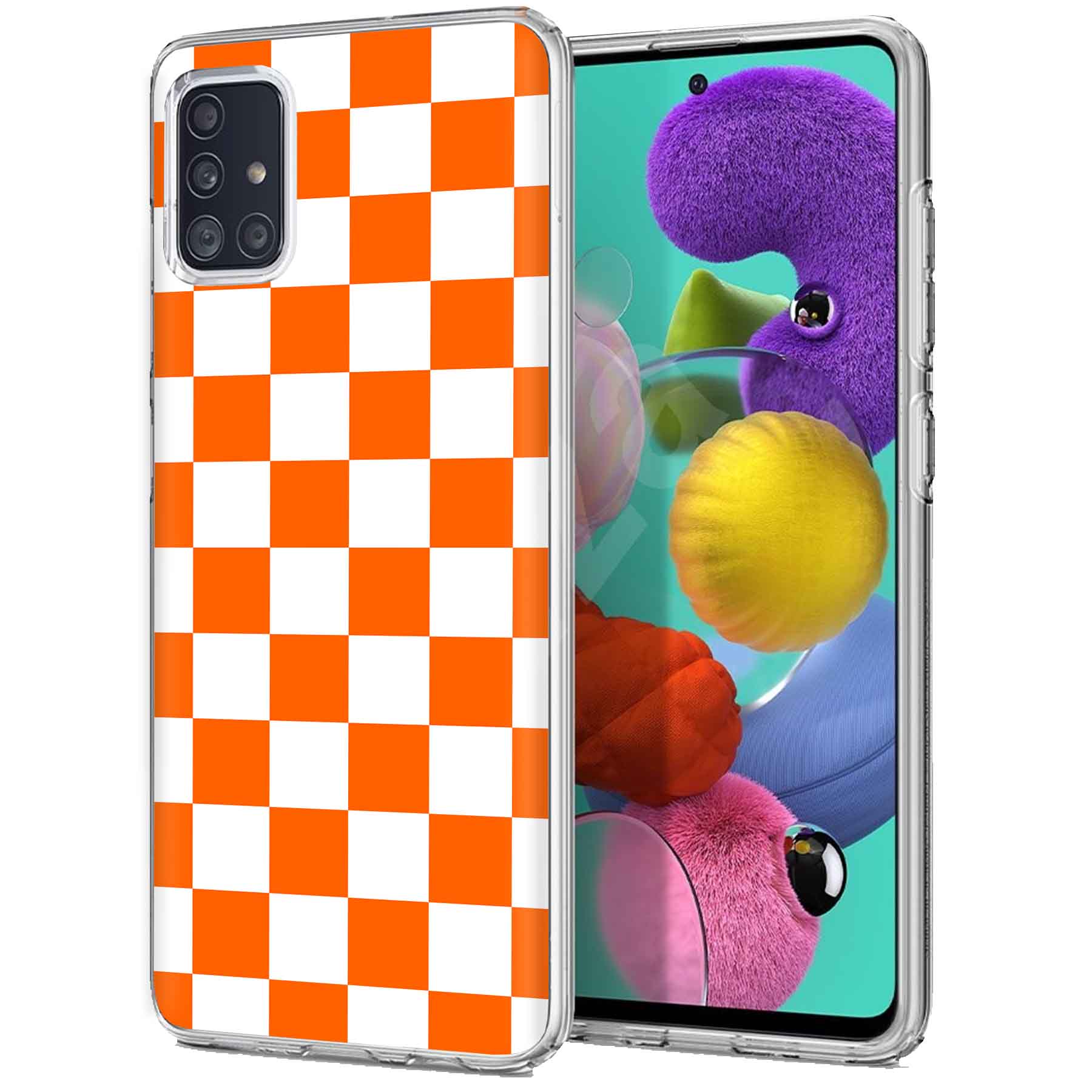 For Samsung Galaxy A (A56,A36,A16,A15,A14),Slim Cover,Orange Checker Print,USA - Picture 13 of 28