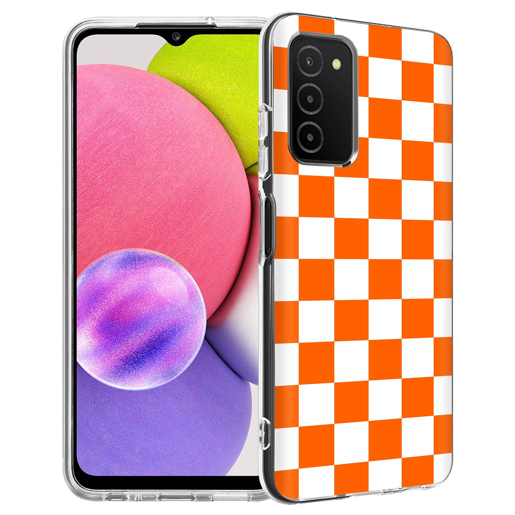 For Samsung Galaxy A (A56,A36,A16,A15,A14),Slim Cover,Orange Checker Print,USA - Picture 27 of 28