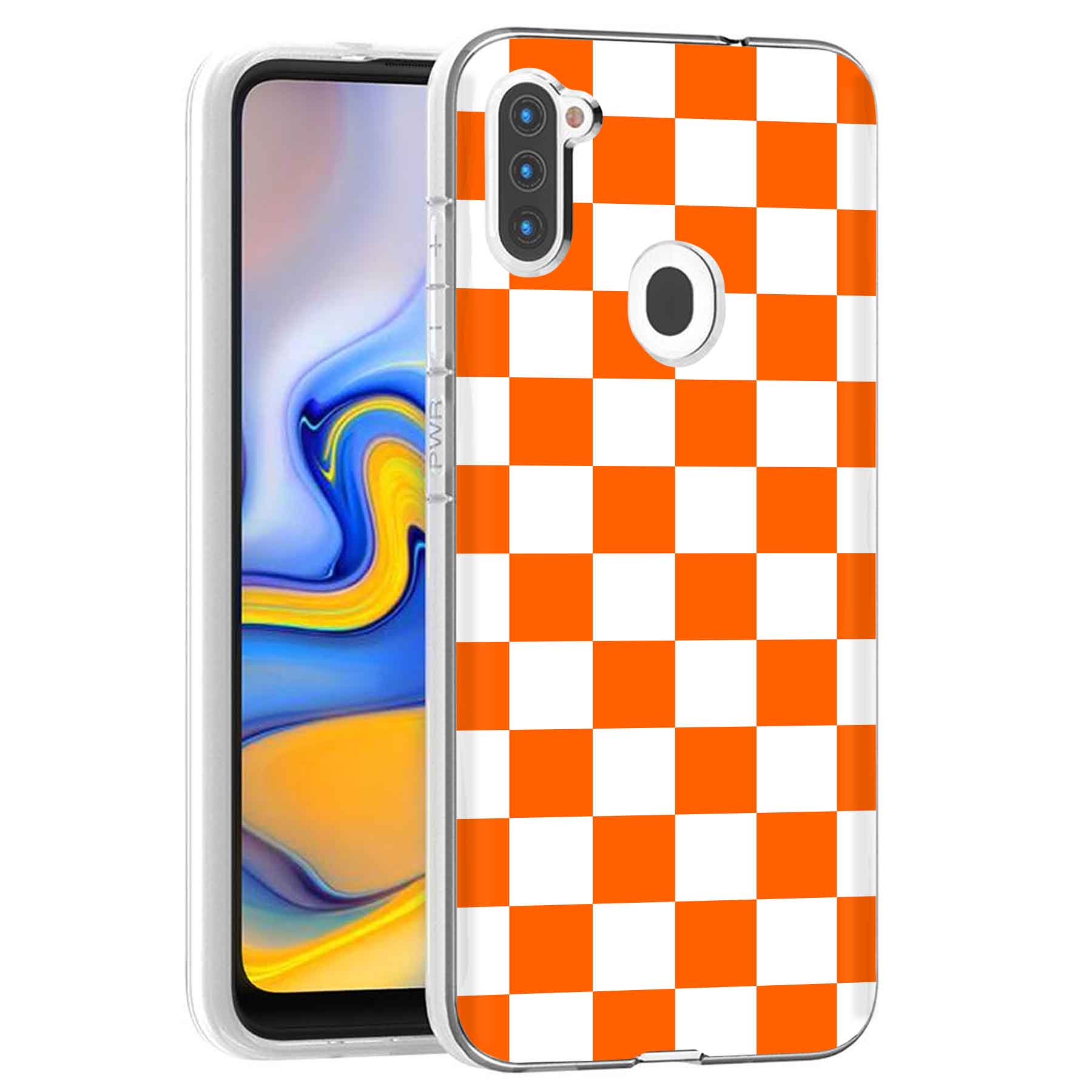 For Samsung Galaxy A (A56,A36,A16,A15,A14),Slim Cover,Orange Checker Print,USA - Picture 25 of 28