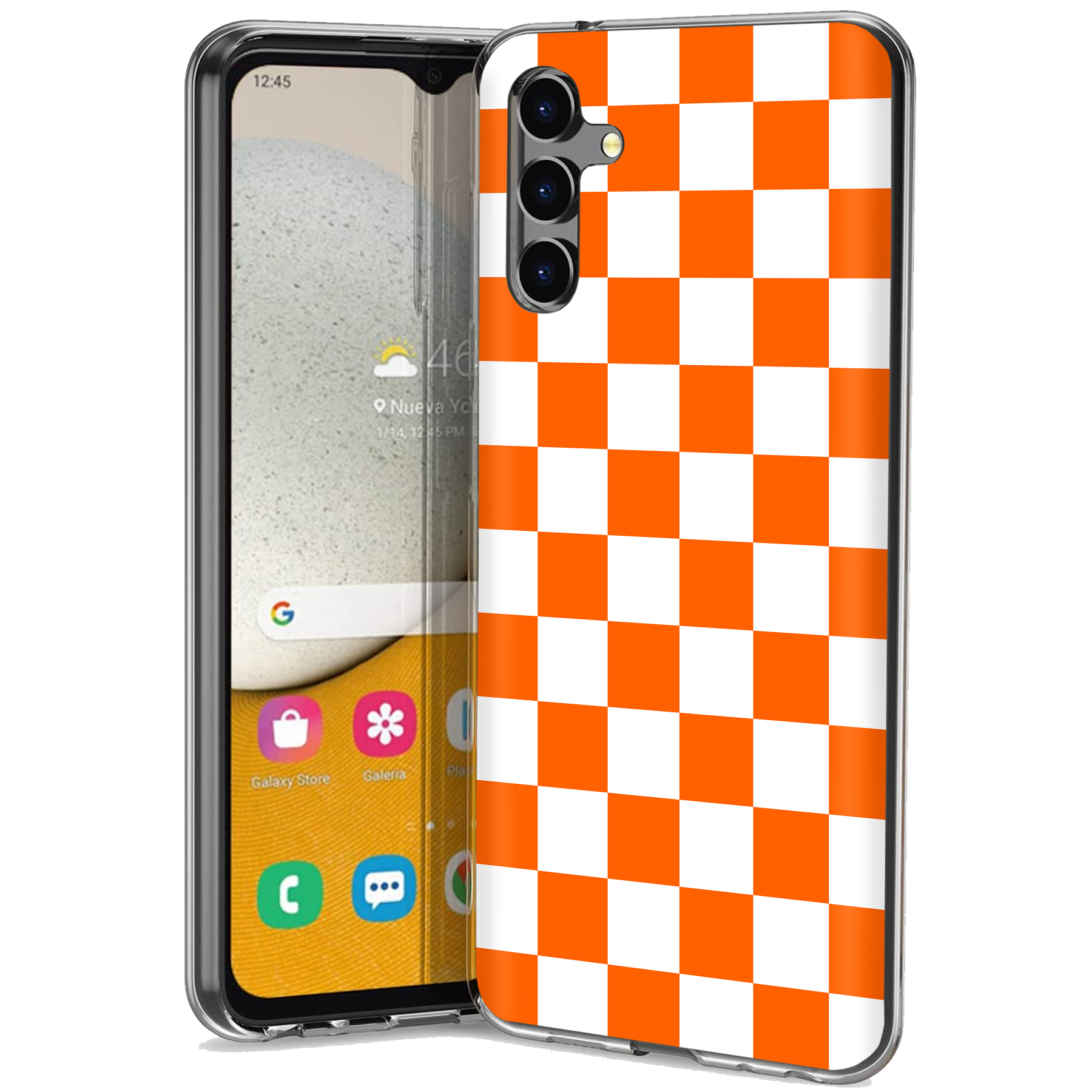 For Samsung Galaxy A (A56,A36,A16,A15,A14),Slim Cover,Orange Checker Print,USA - Picture 23 of 28