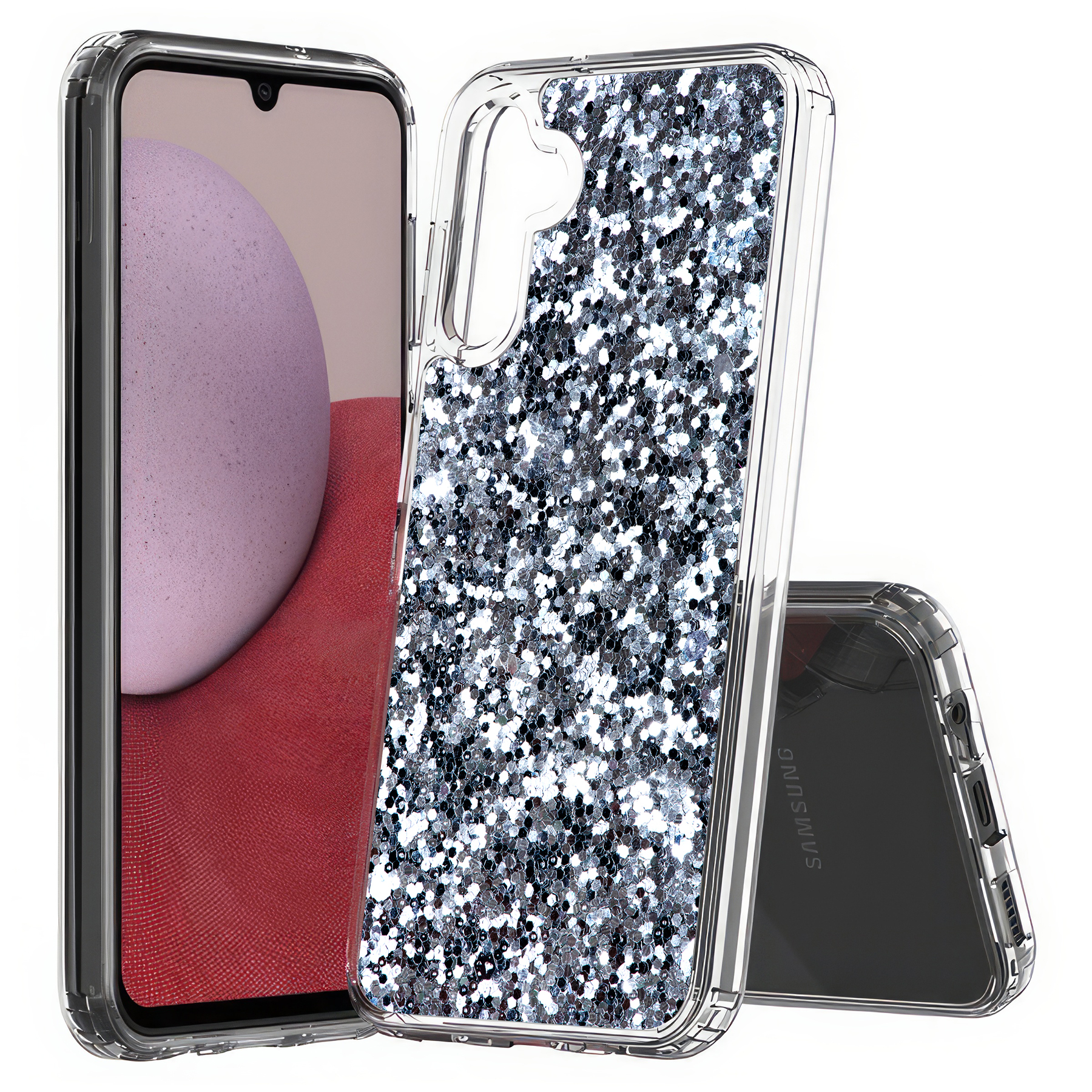 For Samsung Galaxy A (A56,A36,A16,A15,A14),Slim Cover,Silver Sparkles Print,USA - Picture 20 of 28