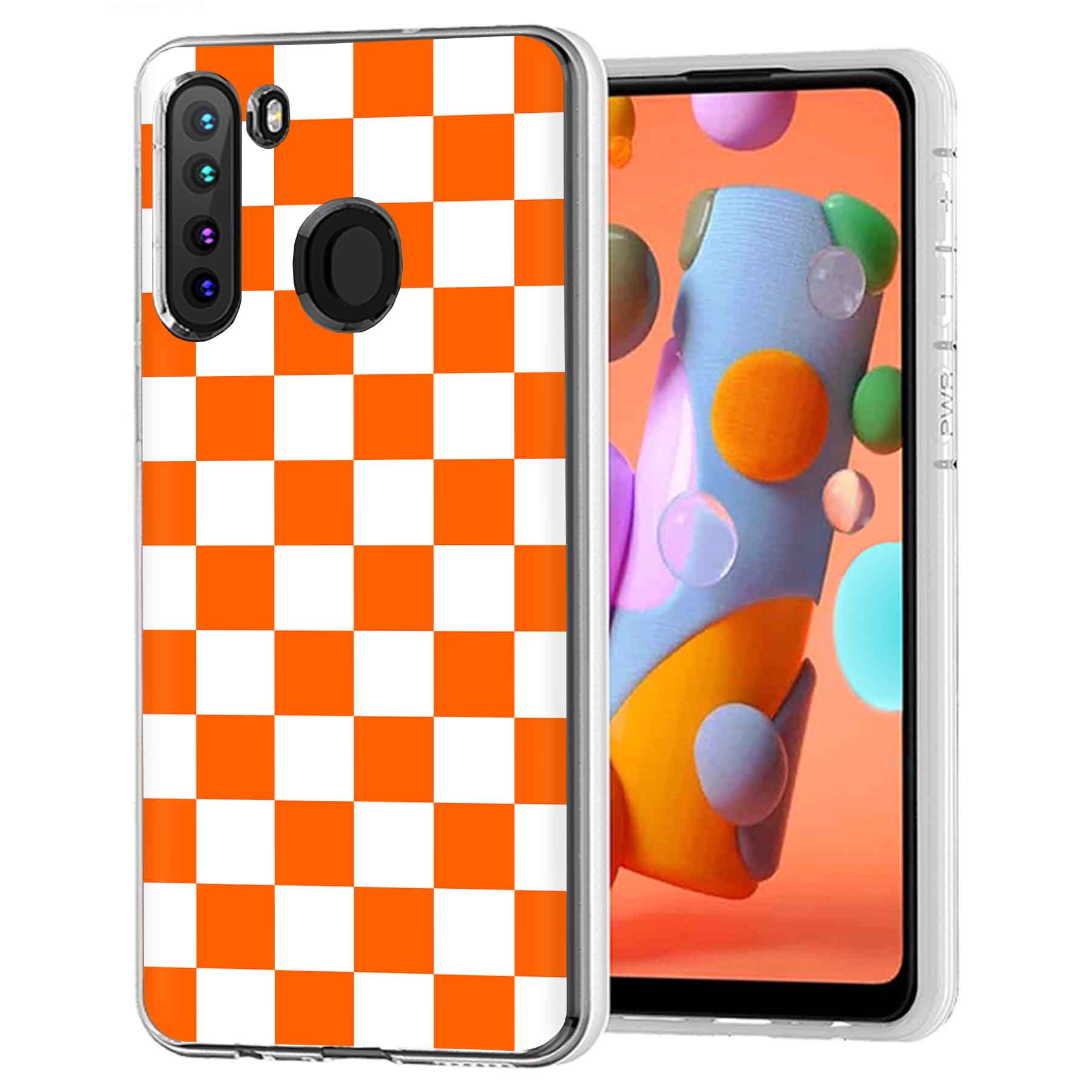 For Samsung Galaxy A (A56,A36,A16,A15,A14),Slim Cover,Orange Checker Print,USA - Picture 19 of 28