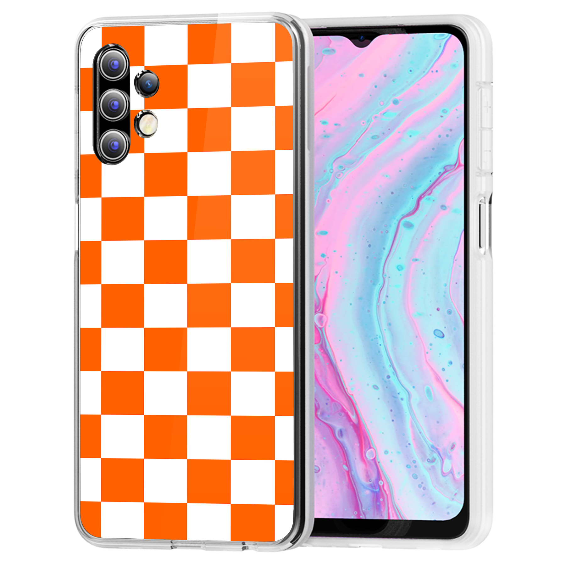 For Samsung Galaxy A (A56,A36,A16,A15,A14),Slim Cover,Orange Checker Print,USA - Picture 17 of 28