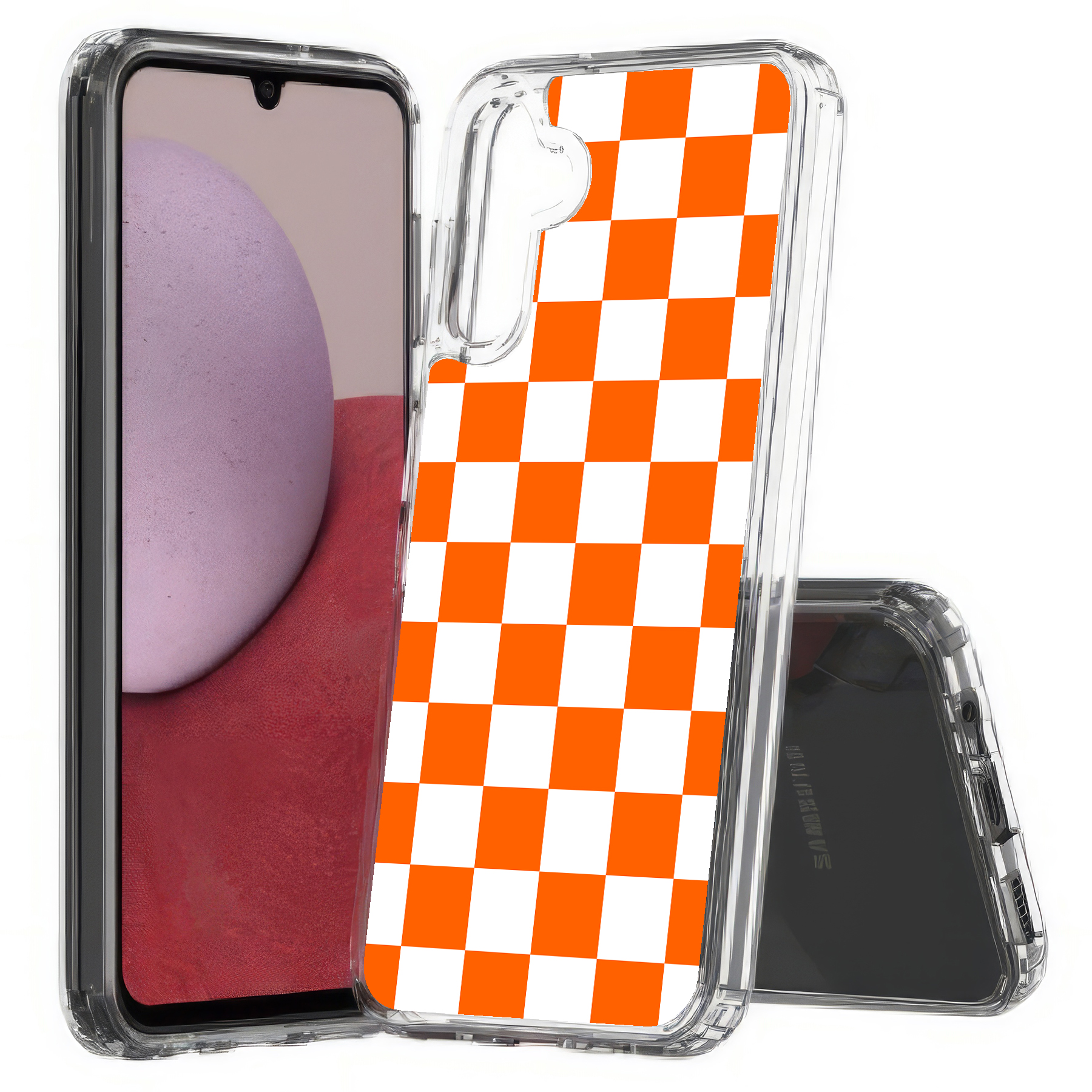 For Samsung Galaxy A (A56,A36,A16,A15,A14),Slim Cover,Orange Checker Print,USA - Picture 9 of 28