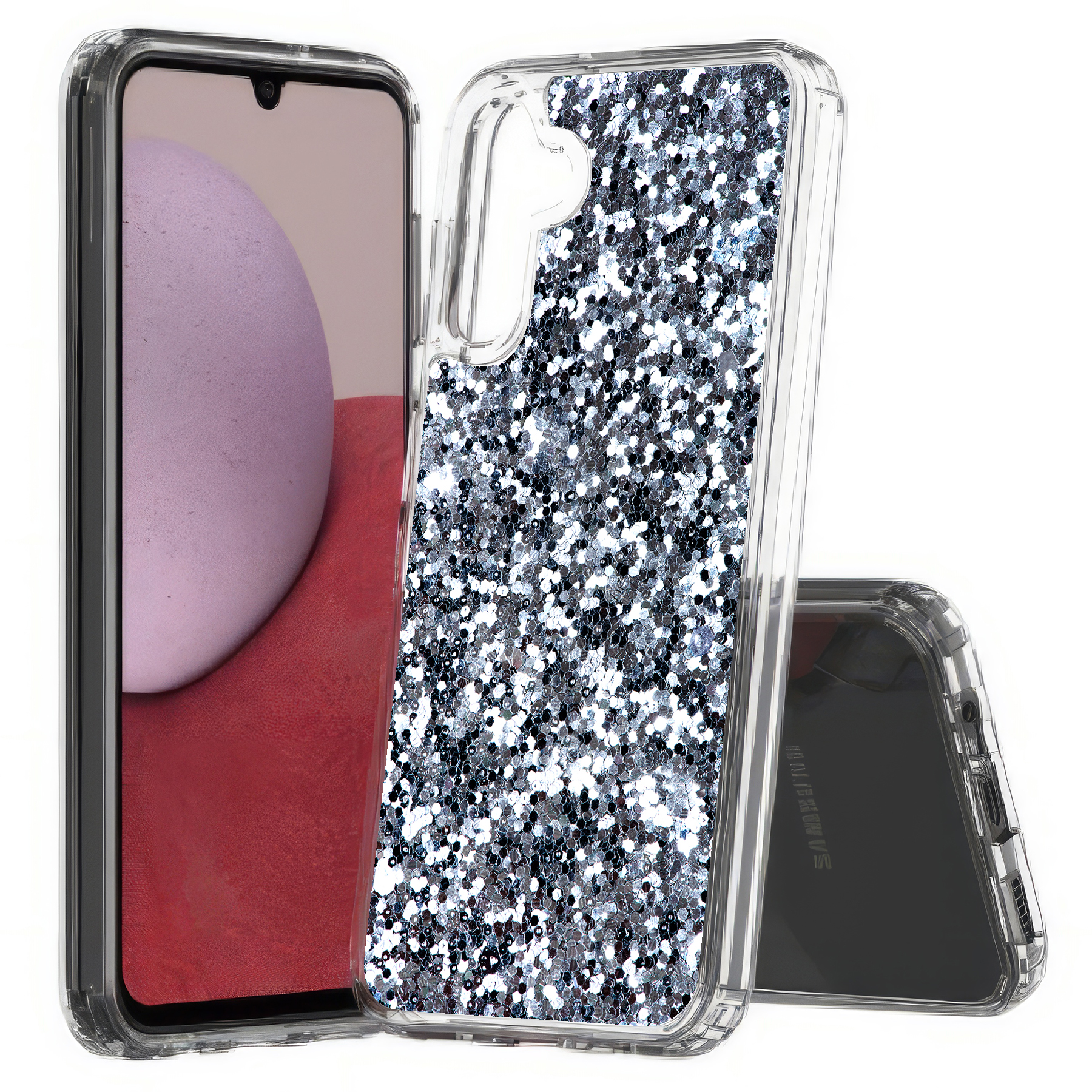 For Samsung Galaxy A (A56,A36,A16,A15,A14),Slim Cover,Silver Sparkles Print,USA - Picture 9 of 28