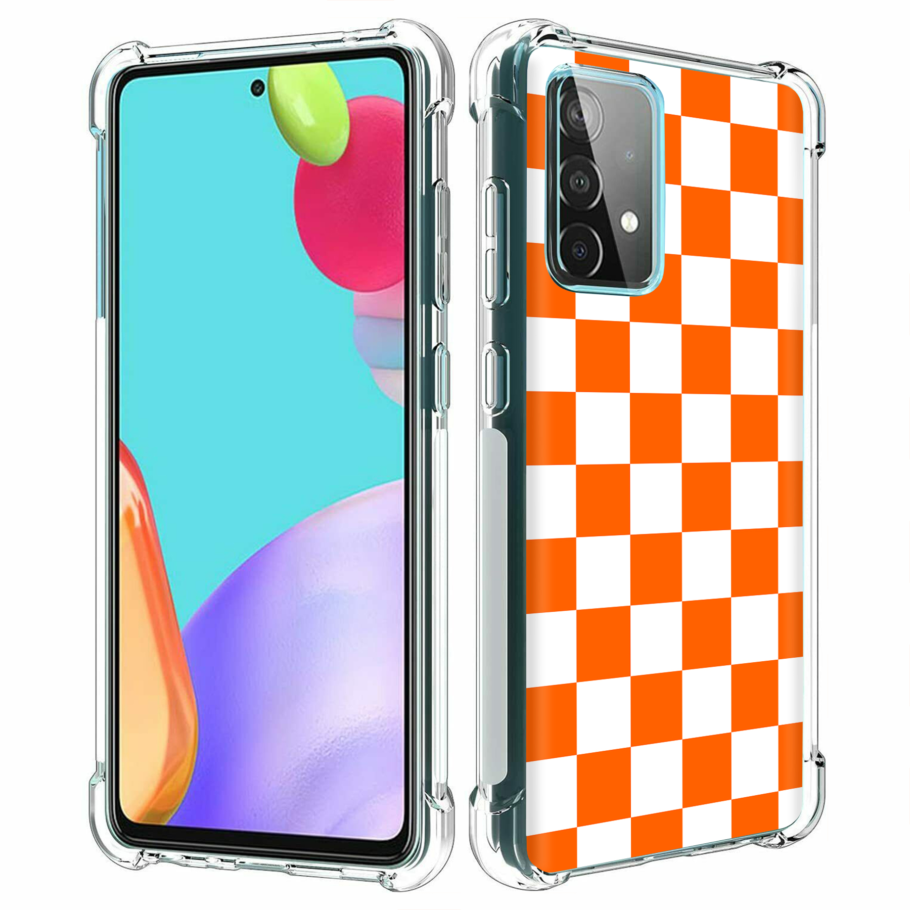 For Samsung Galaxy A (A56,A36,A16,A15,A14),Slim Cover,Orange Checker Print,USA - Picture 12 of 28
