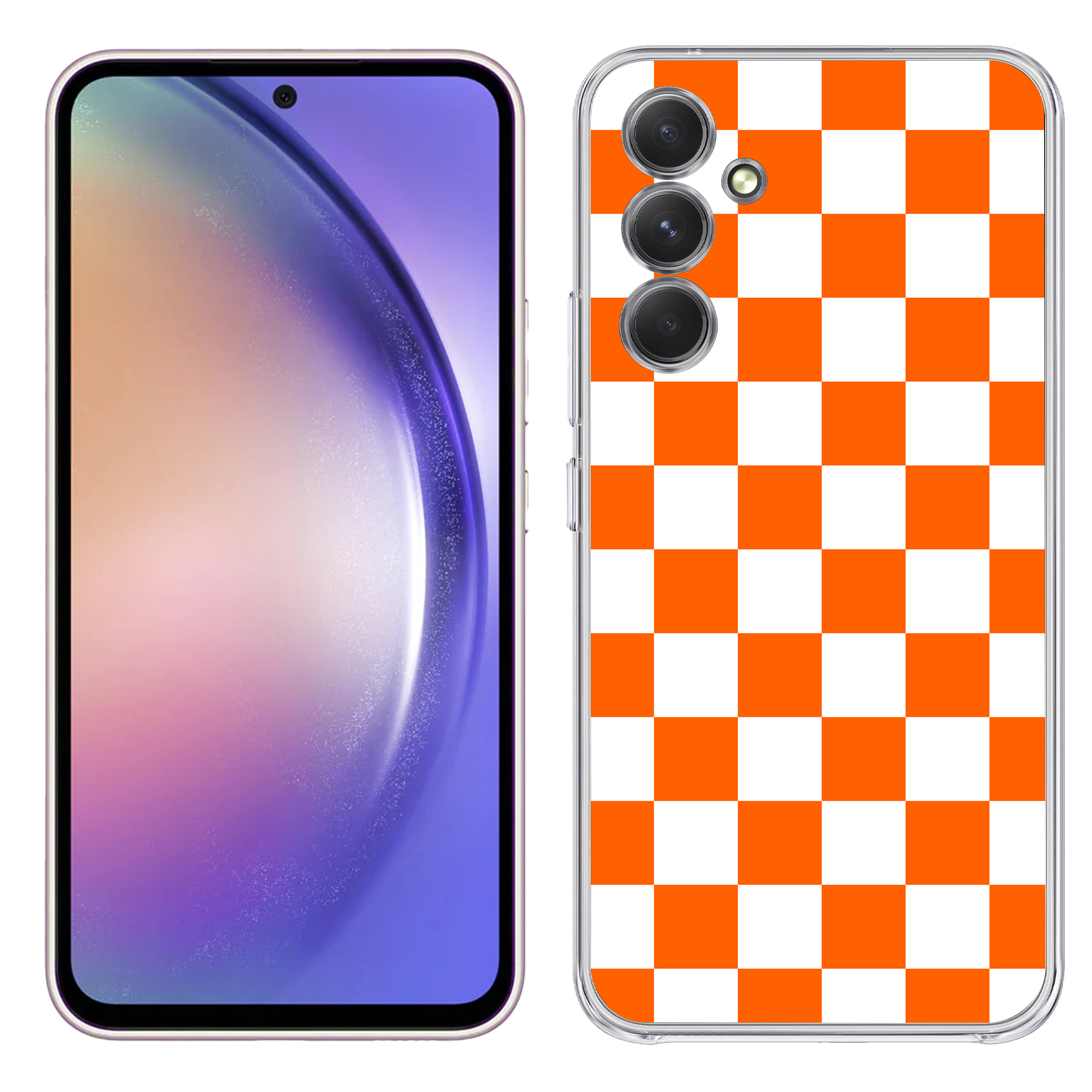 For Samsung Galaxy A (A56,A36,A16,A15,A14),Slim Cover,Orange Checker Print,USA - Picture 10 of 28