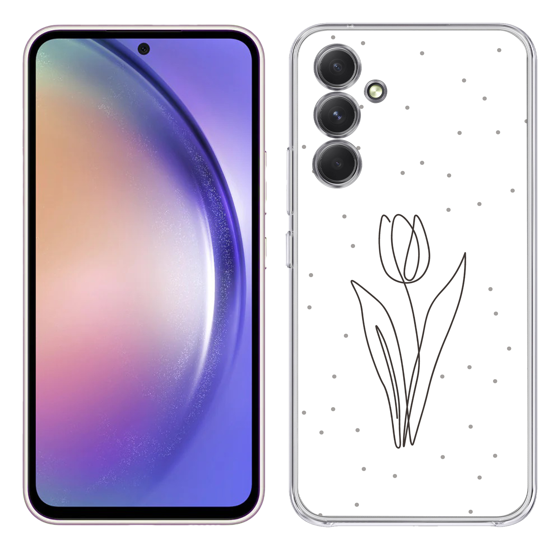 For Samsung Galaxy A (A56,A36,A16,A15,A14),Slim Cover,Line Art Tulip Print,USA - Picture 10 of 28
