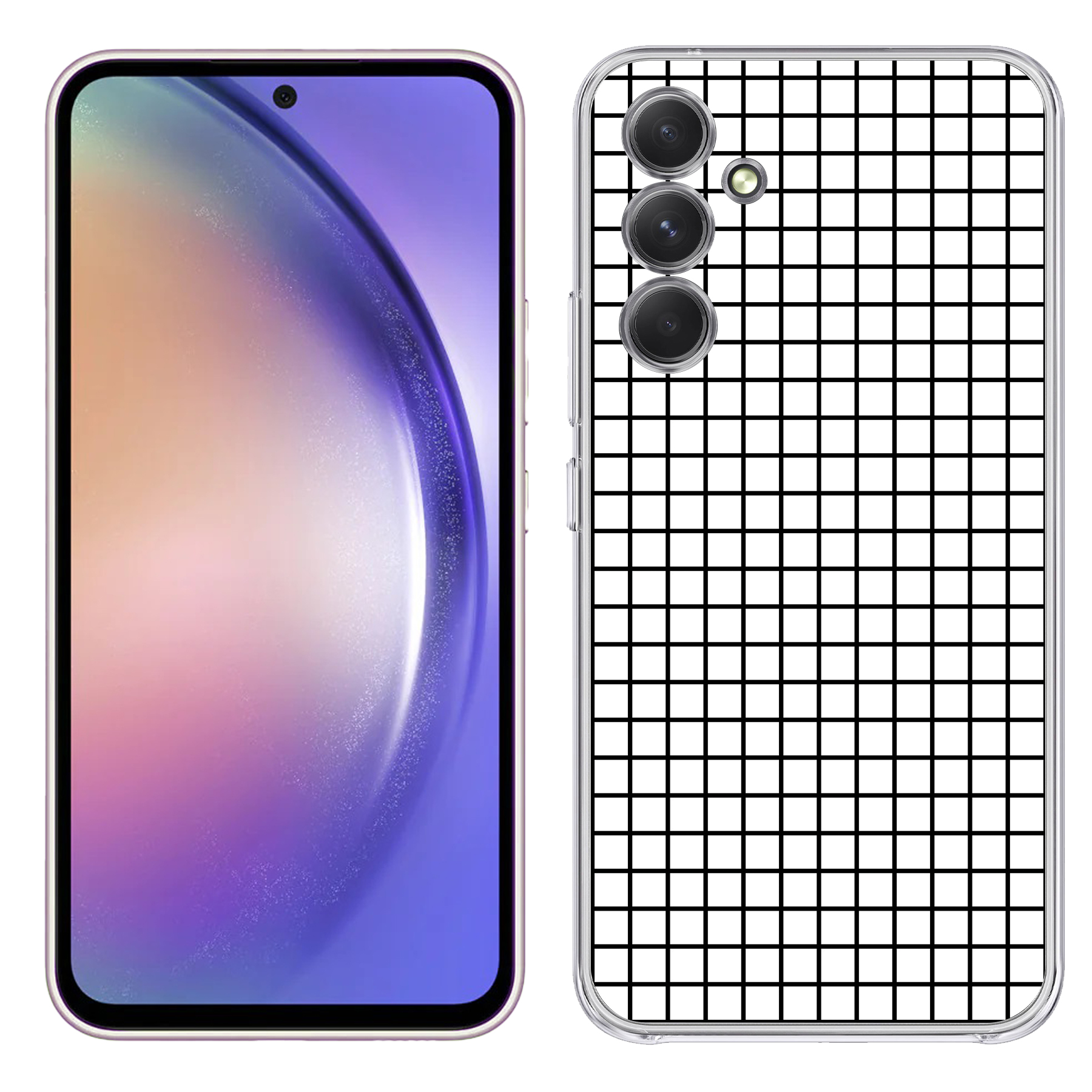 For Samsung Galaxy A (A56,A36,A16,A15,A14),Slim Cover,Blk White Grid Print,USA - Picture 10 of 28
