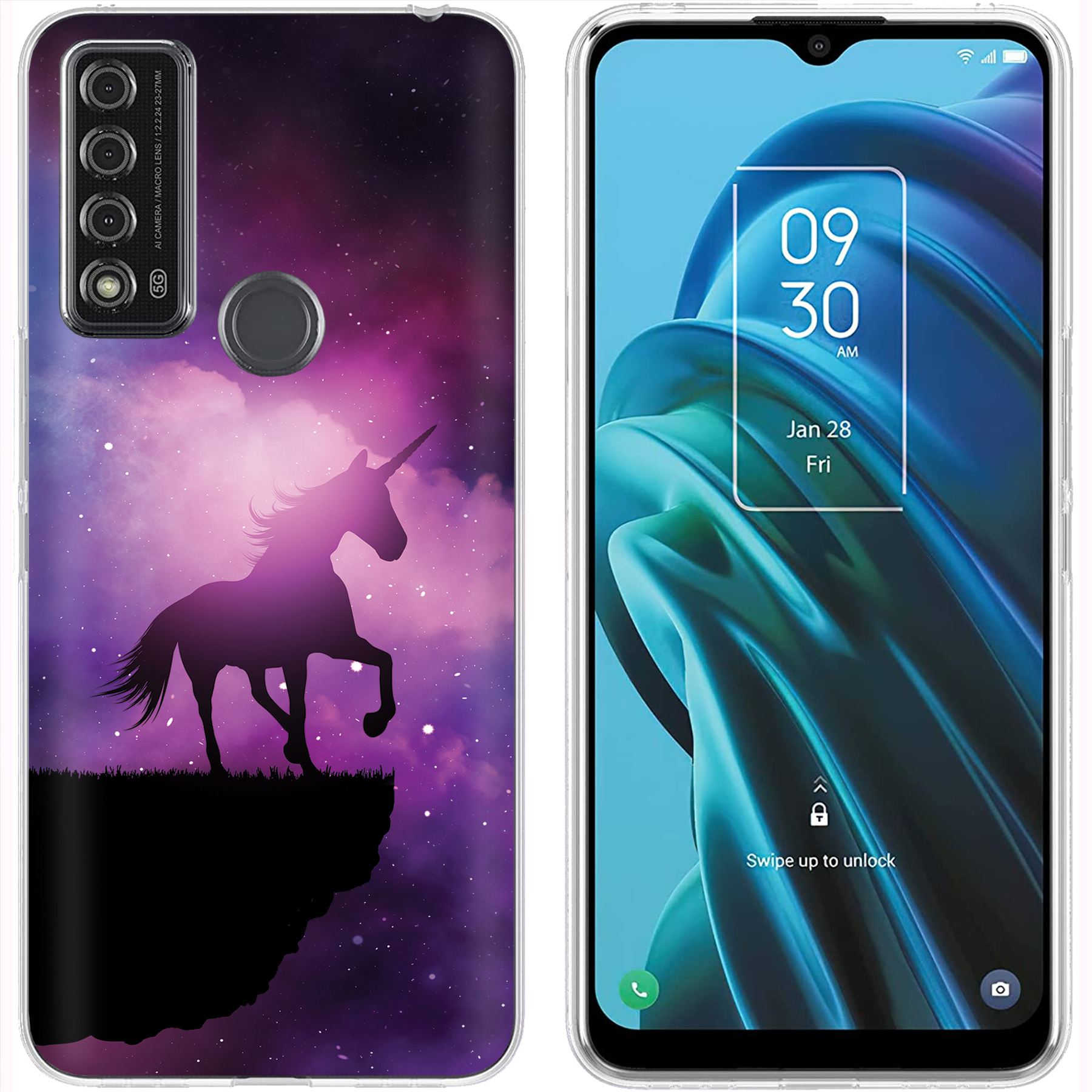 For TCL (REVVL 6 PRO,50XL,ION Z,30,XE,V+),Slim Cover,Unicorn Galaxy Print,USA - Picture 14 of 16
