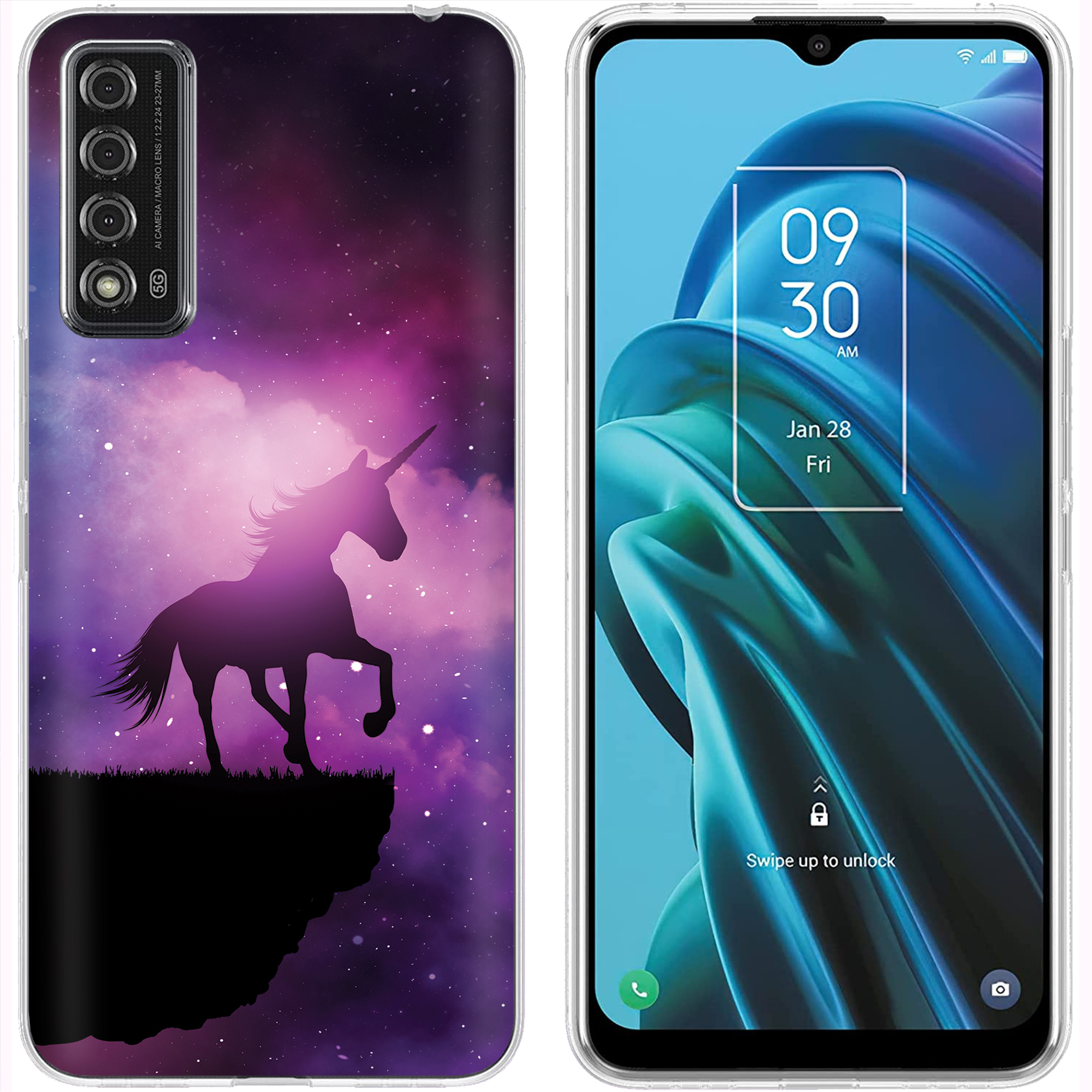 For TCL (REVVL 6 PRO,50XL,ION Z,30,XE,V+),Slim Cover,Unicorn Galaxy Print,USA - Picture 13 of 16