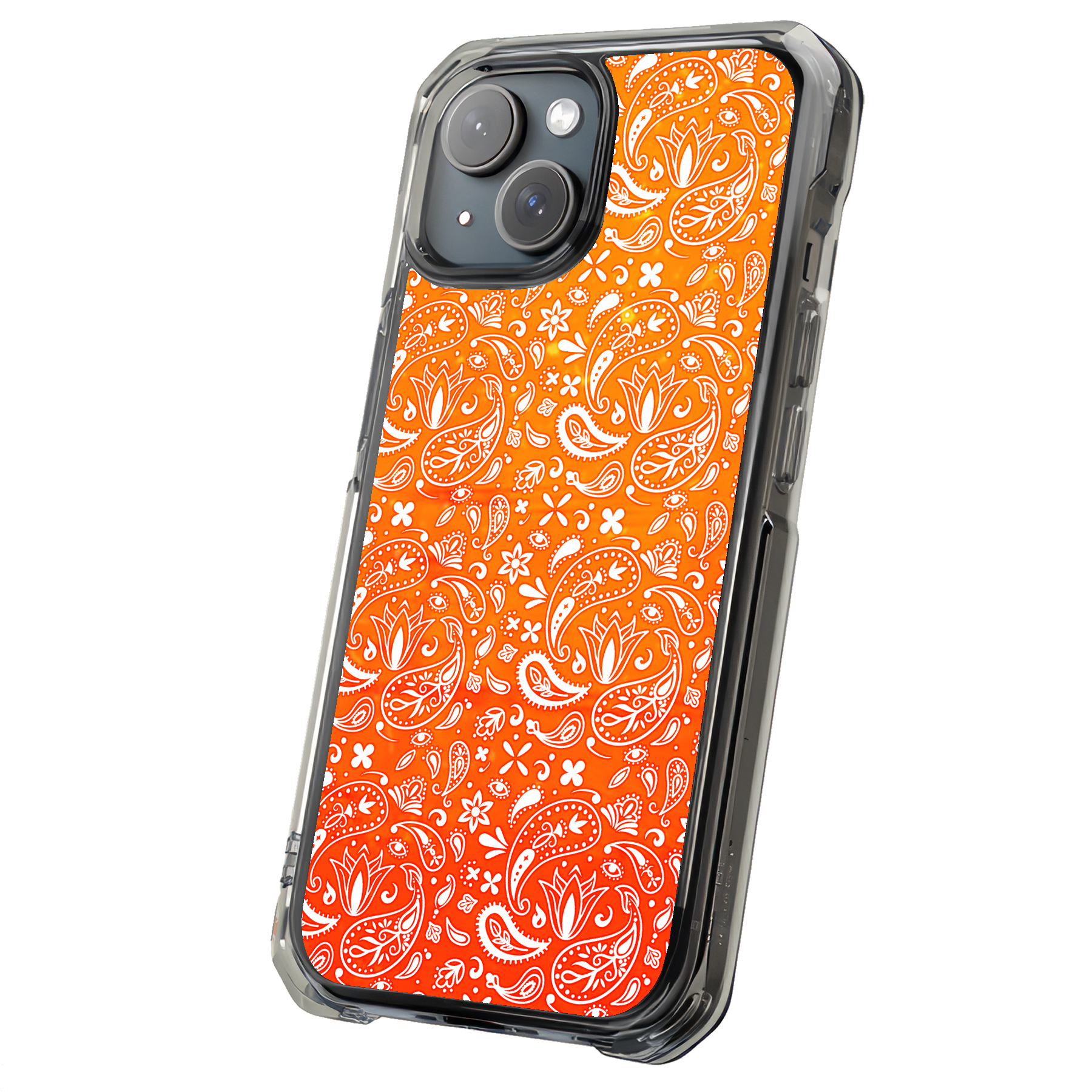 Designer Hülle für Apple iPhone (16,15,14,13,12,11,X,8,7), Orange Bandana Print - Bild 8 von 8