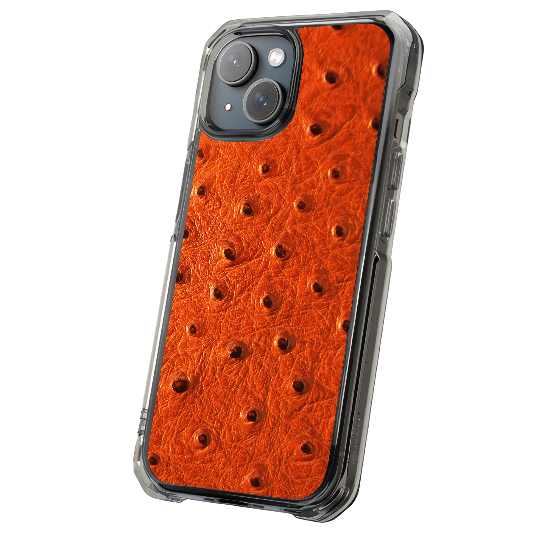 Designer Hülle für Apple iPhone (16,15,14,13,12,11,X,8,7), Orange Straußenmuster - Bild 8 von 8