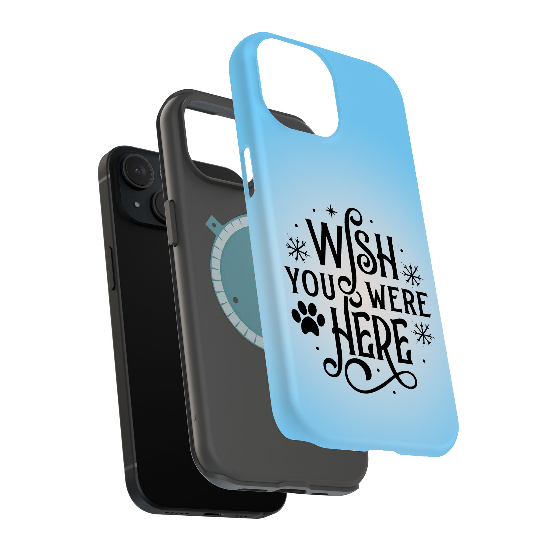 Custodia resistente per Apple iPhone (17,16,15,14,13,12,11,X,8), stampa Wish Were Here - Foto 10 di 10
