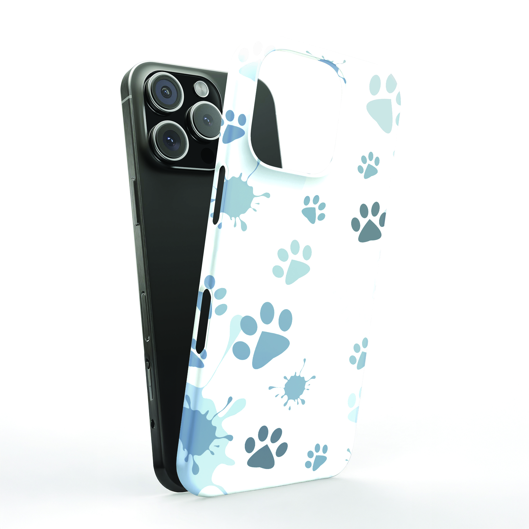 Tough Cases For Apple iPhone (17,16,15,14,13,12,11,X,8),Paw Color 3 Print