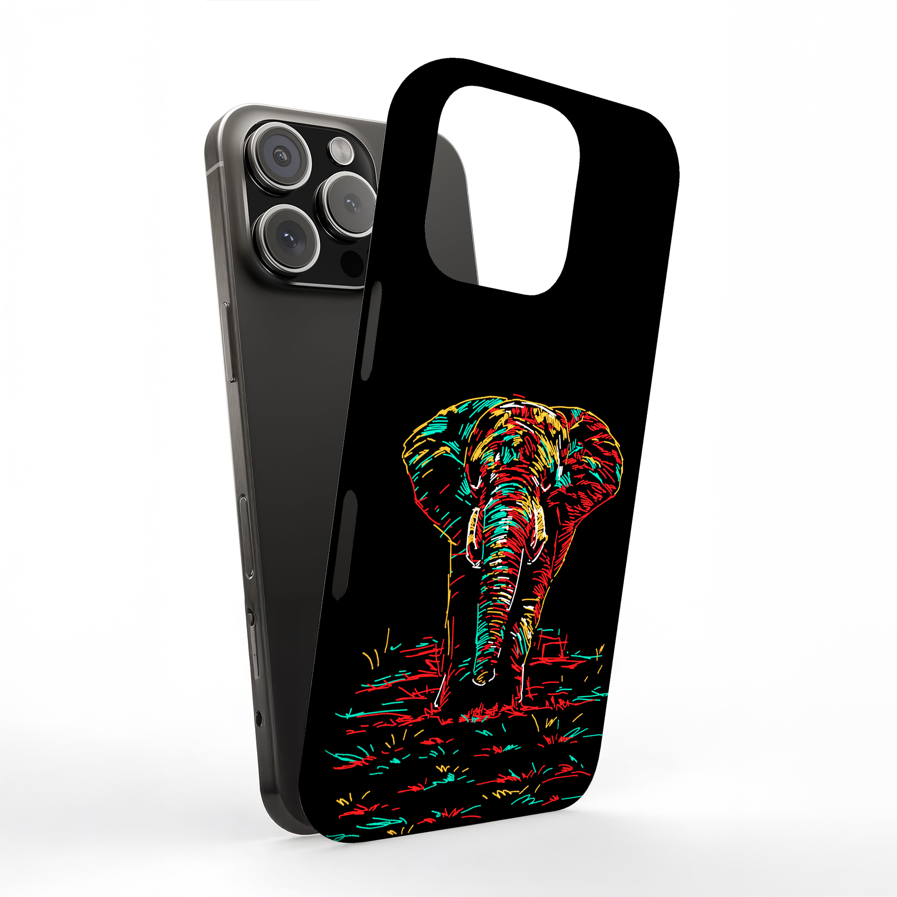 Tough Case For Apple iPhone (17,16,15,14,13,12,11,X,8),Elephant Color Print