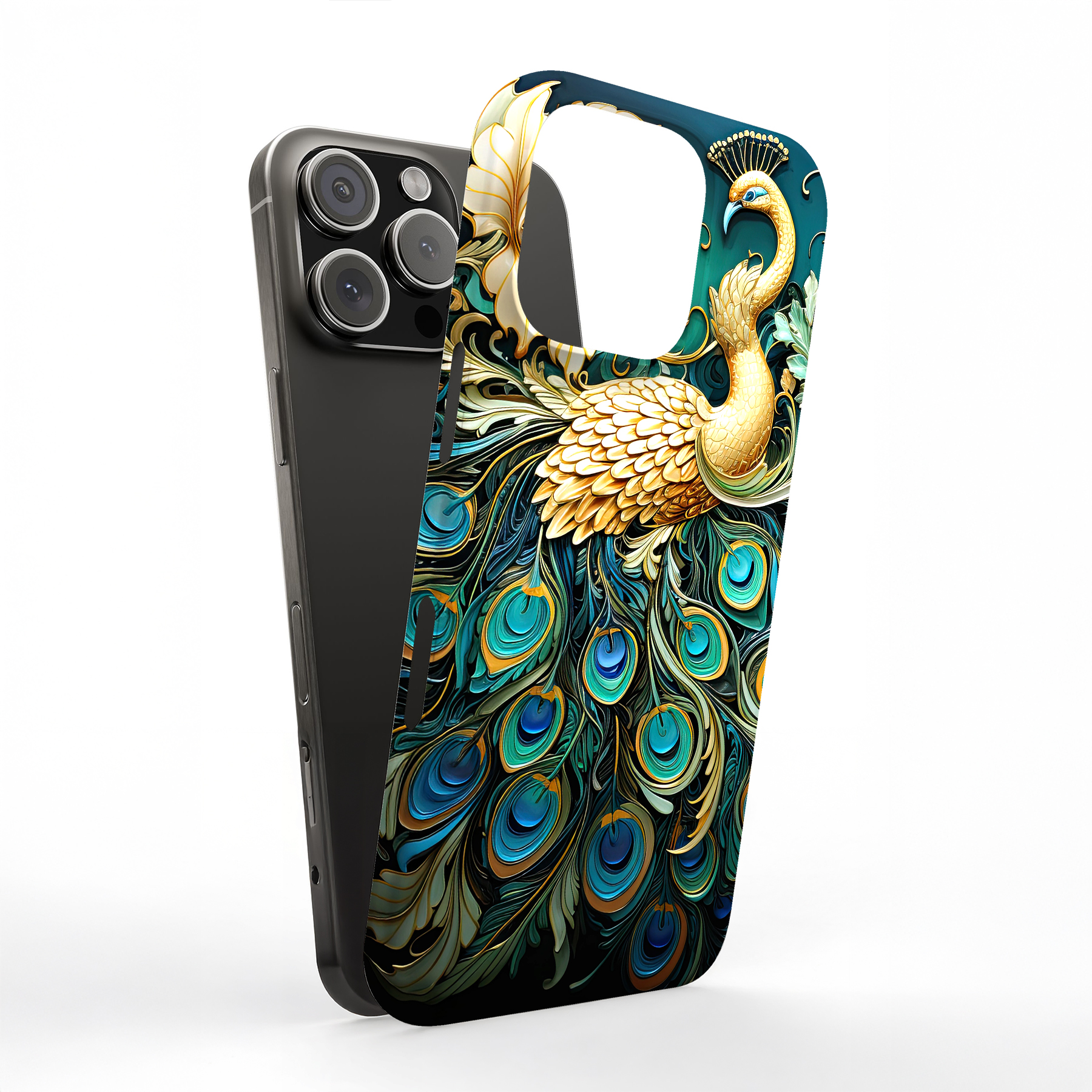 Tough Cases For Apple iPhone (17,16,15,14,13,12,11,X,8),Peacock Feather Print