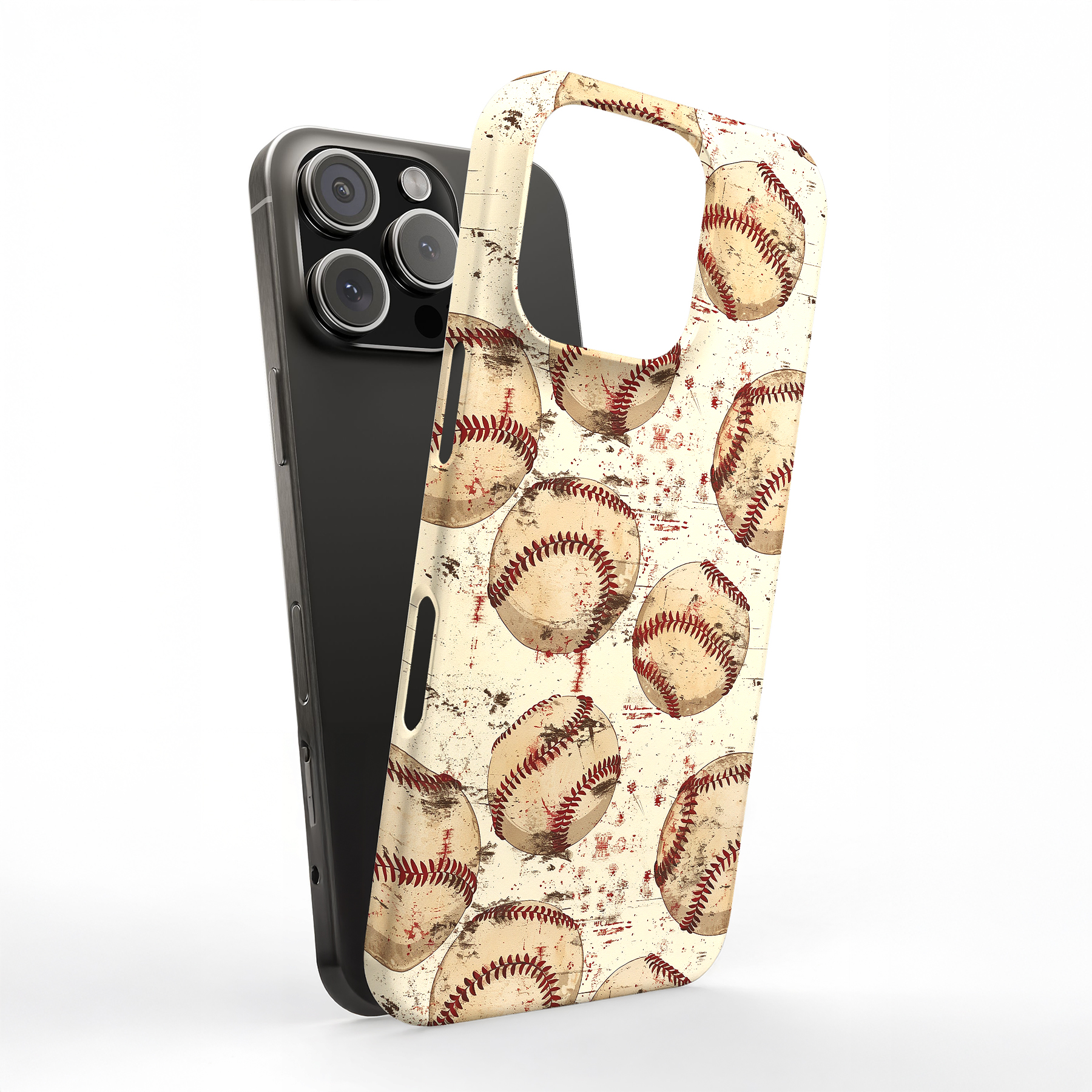 Tough Case For Apple iPhone (17,16,15,14,13,12,11,X,8),Old Baseballs 2 Print