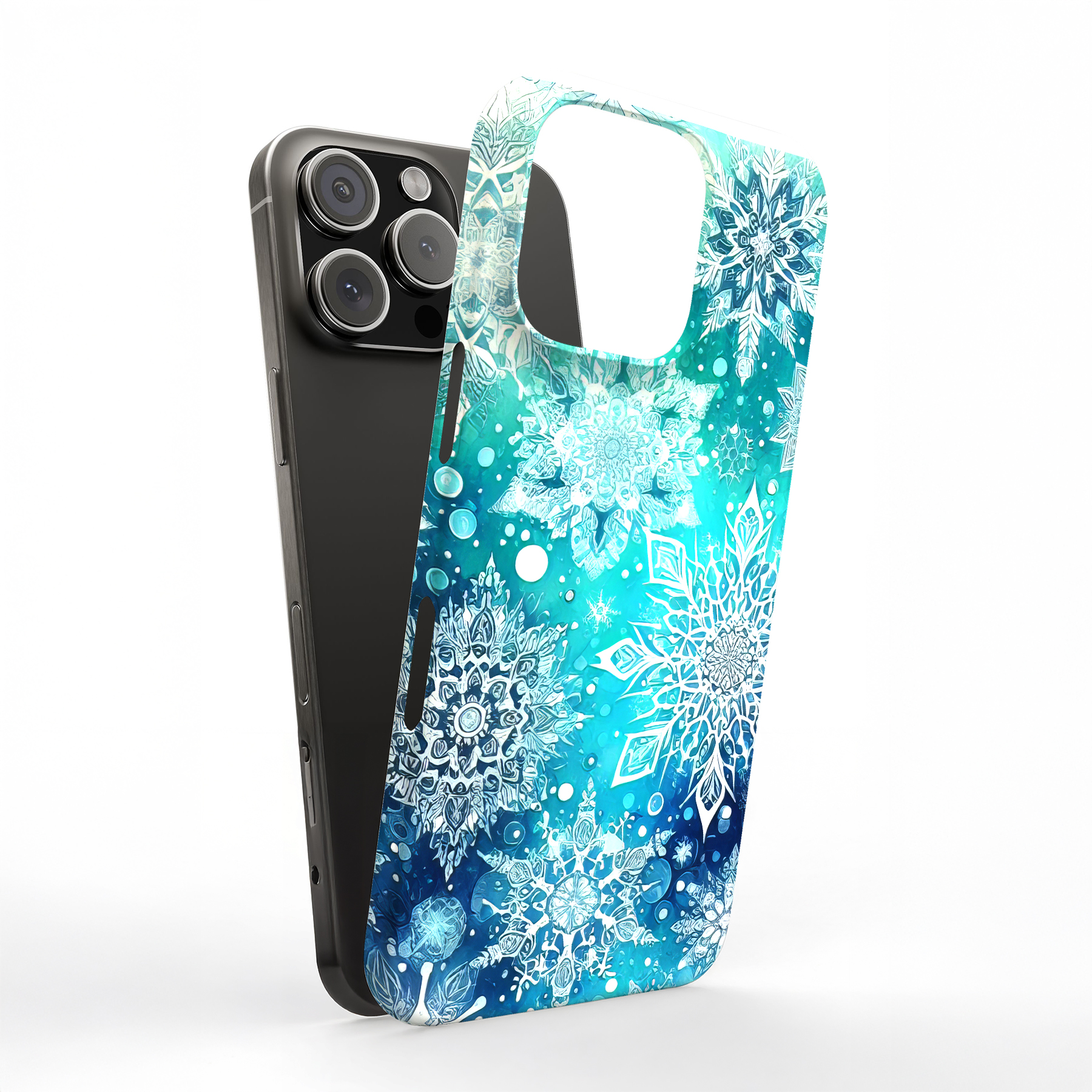 Tough Case For Apple iPhone (17,16,15,14,13,12,11,X,8),Xmas Snowflake Print