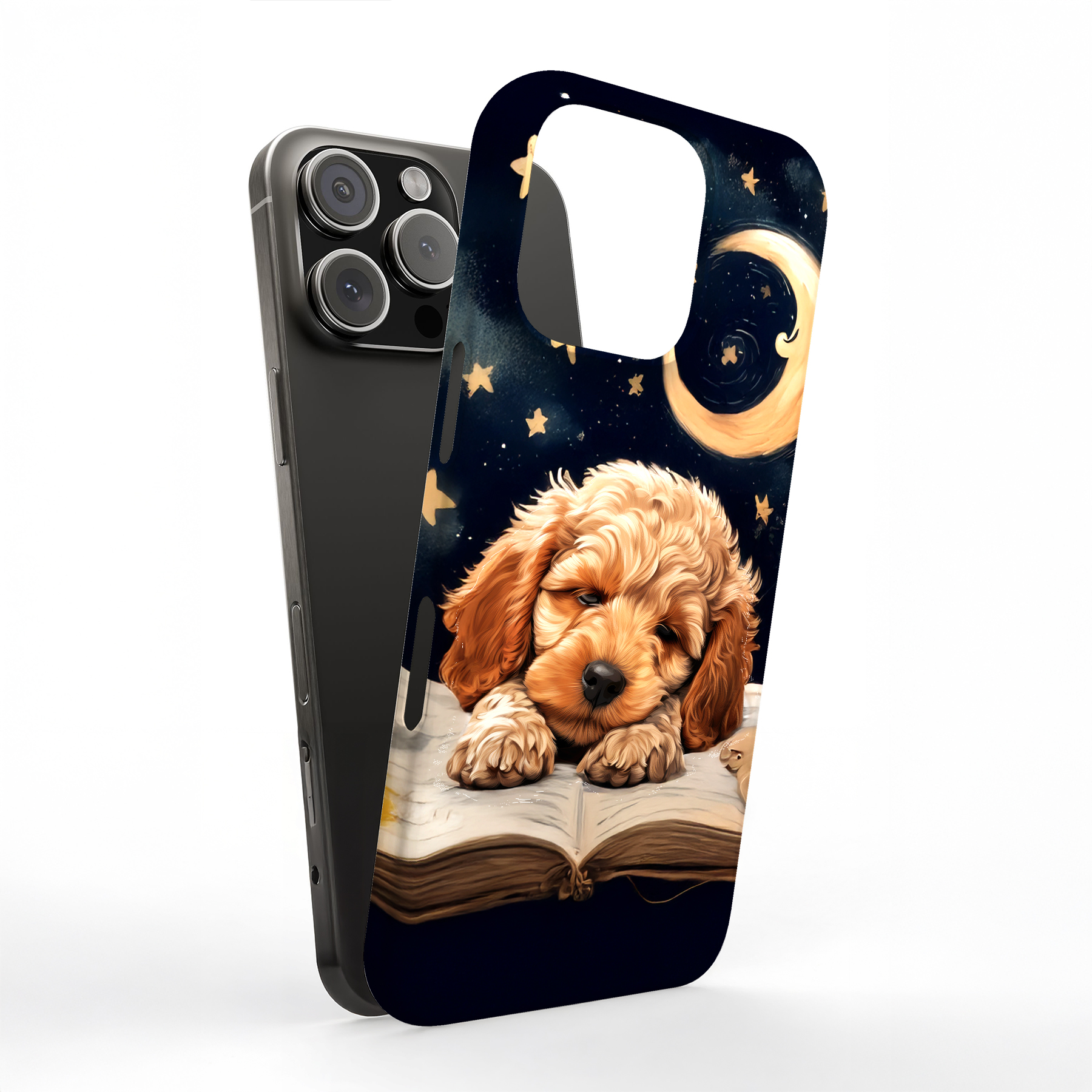 Tough Case For Apple iPhone (17,16,15,14,13,12,11,X,8),Sleepy Cockapoo Print