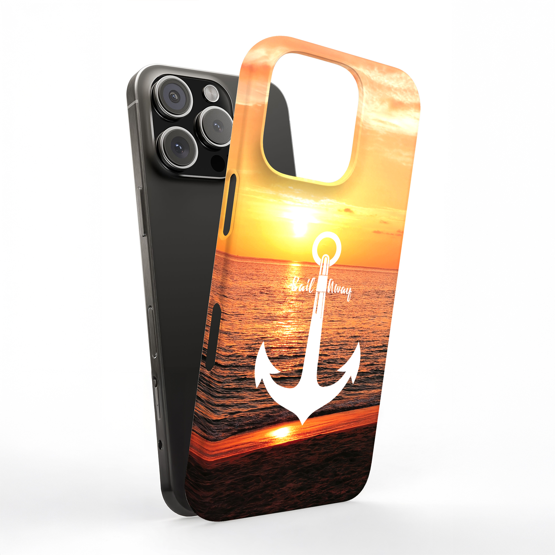 Tough Case For Apple iPhone (17,16,15,14,13,12,11,X,8),Sail Anchor Print