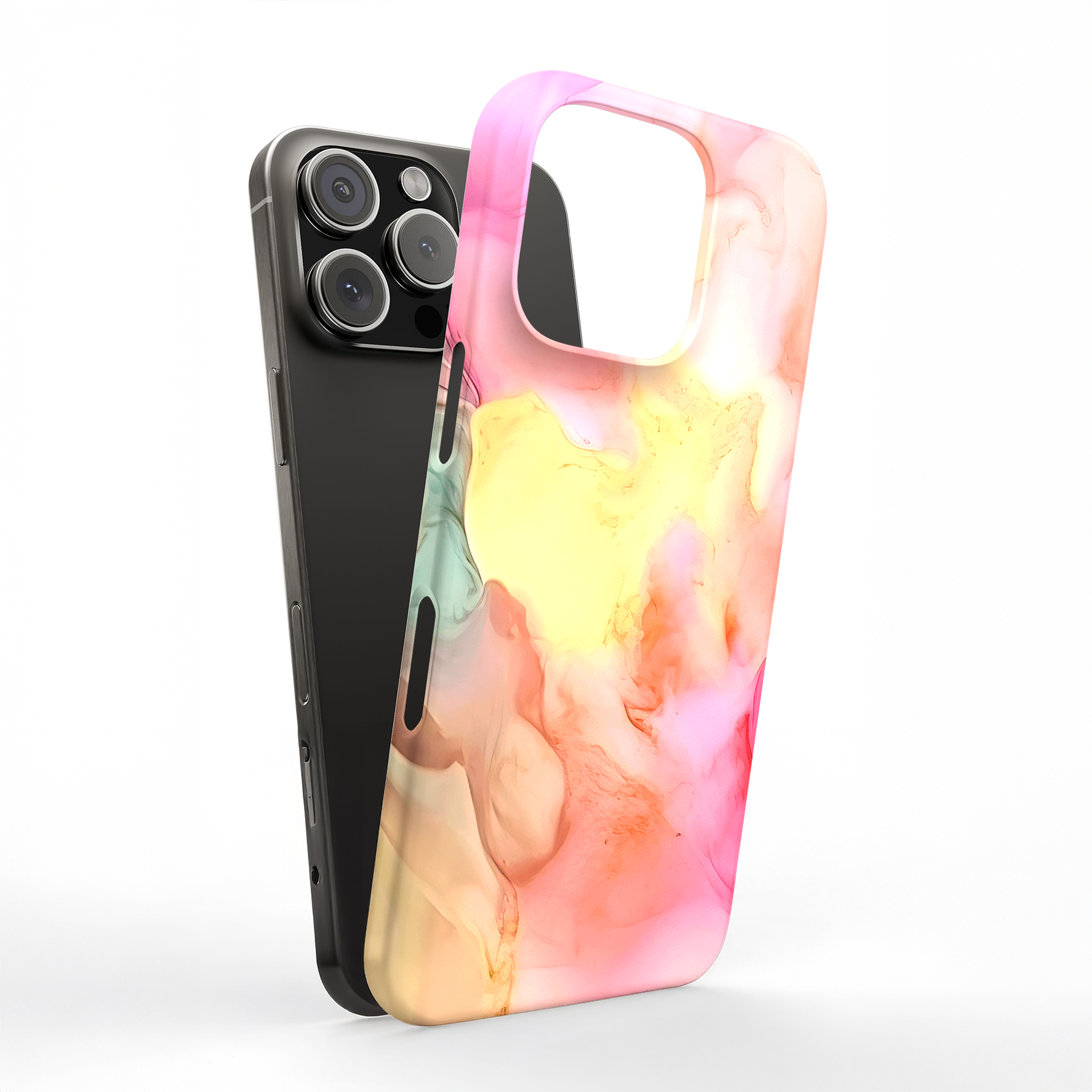 Tough Case For Apple iPhone (17,16,15,14,13,12,11,X,8),Dreamy Ink Swirl Print