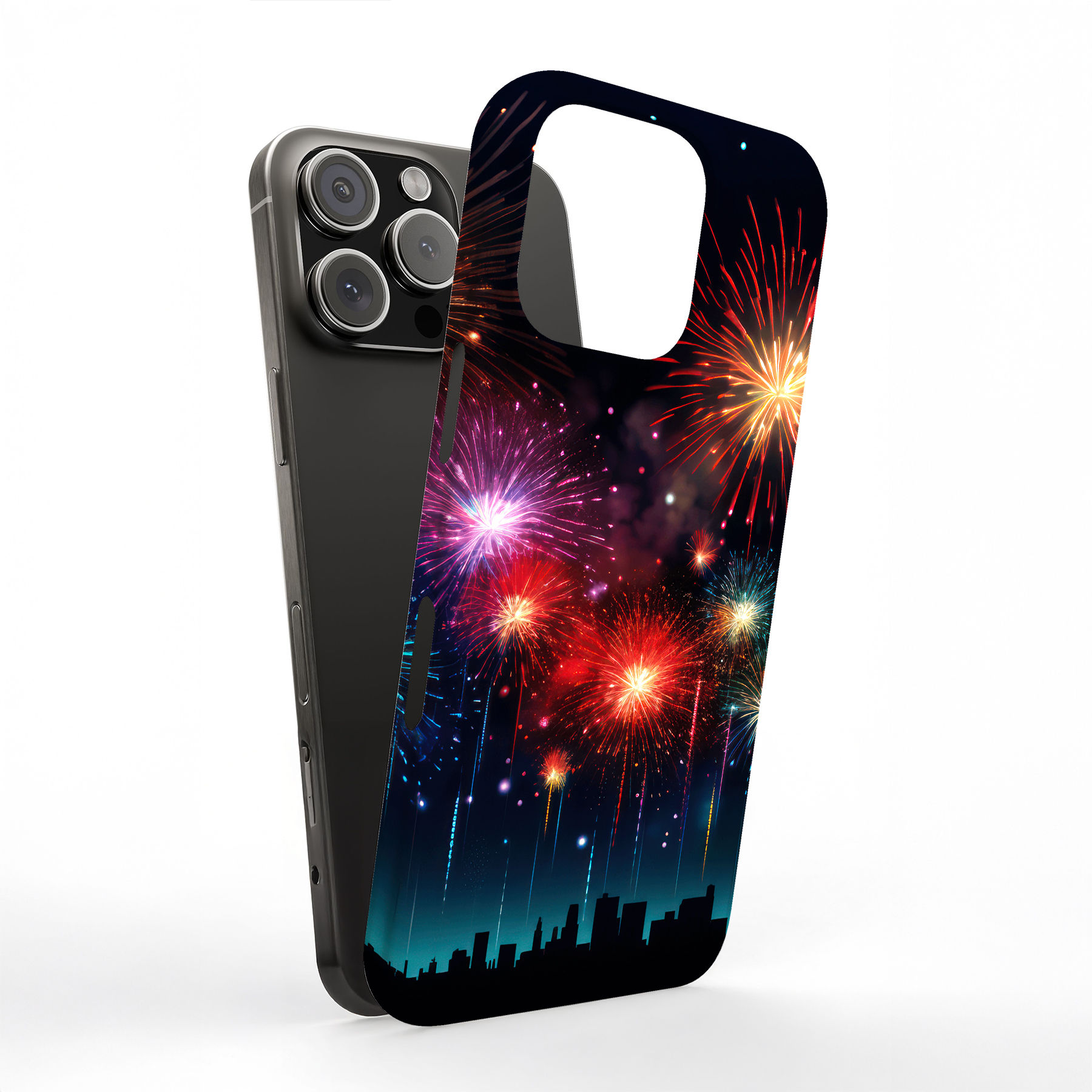 Tough Case For Apple iPhone (17,16,15,14,13,12,11,X,8),Firework Skyline Print
