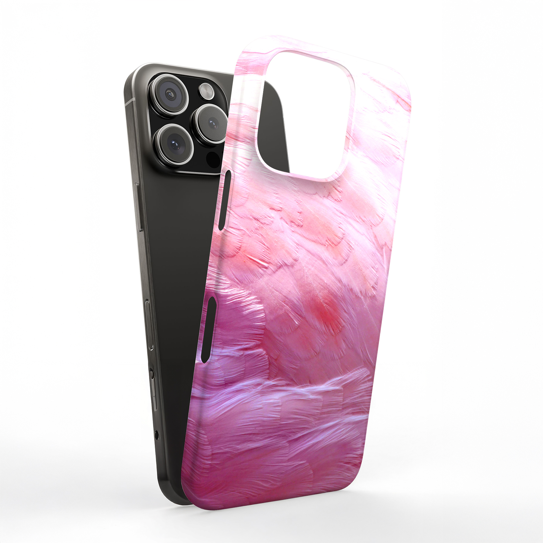 Tough Case For Apple iPhone (17,16,15,14,13,12,11,X,8),Pink Feather Print