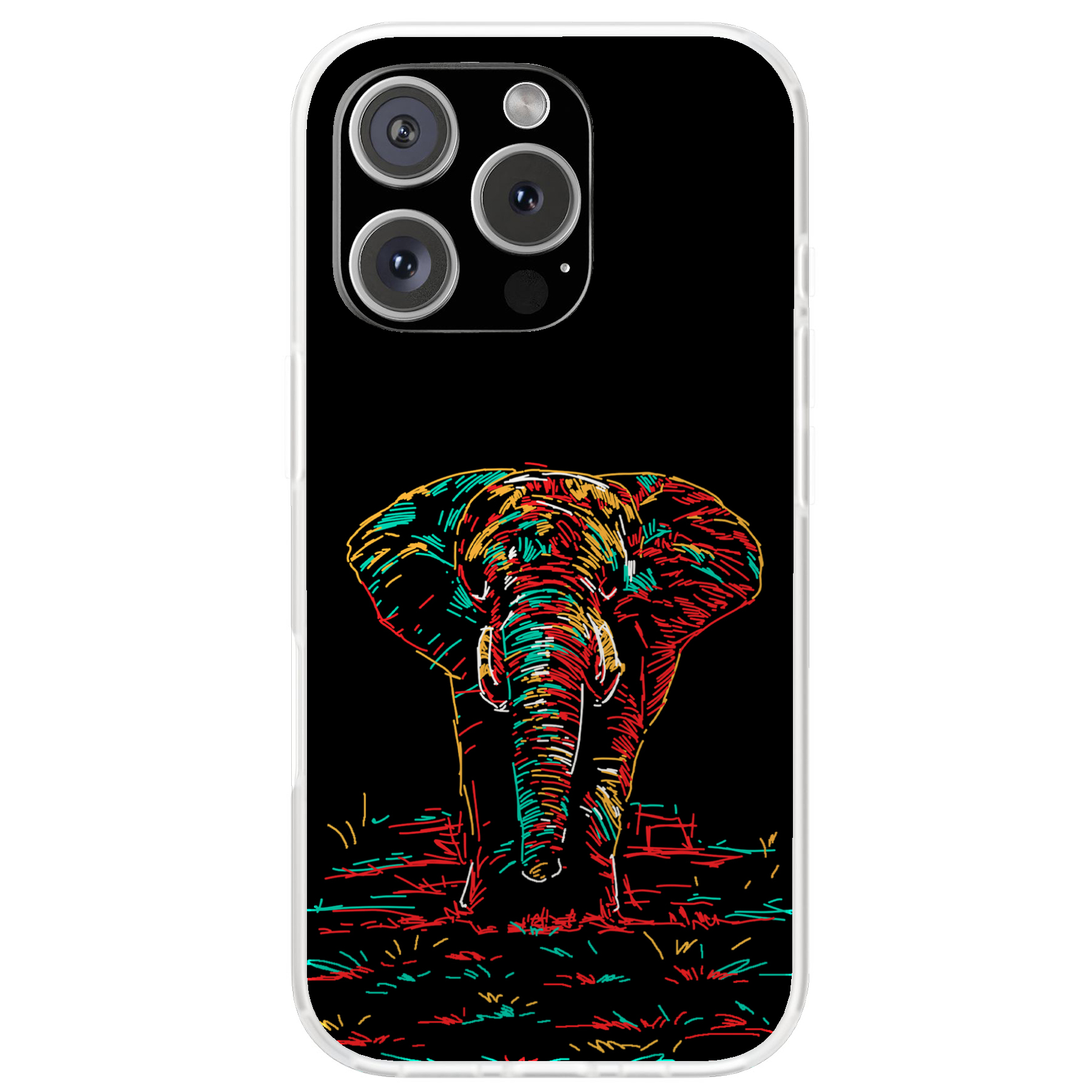 Design Case For Apple iPhone (16,15,14,13,12,11,X,8,7),Elephant Color Print Design Case For Apple iPhone (16,15,14,13,12,11,X,8,7),Elephant Color Print