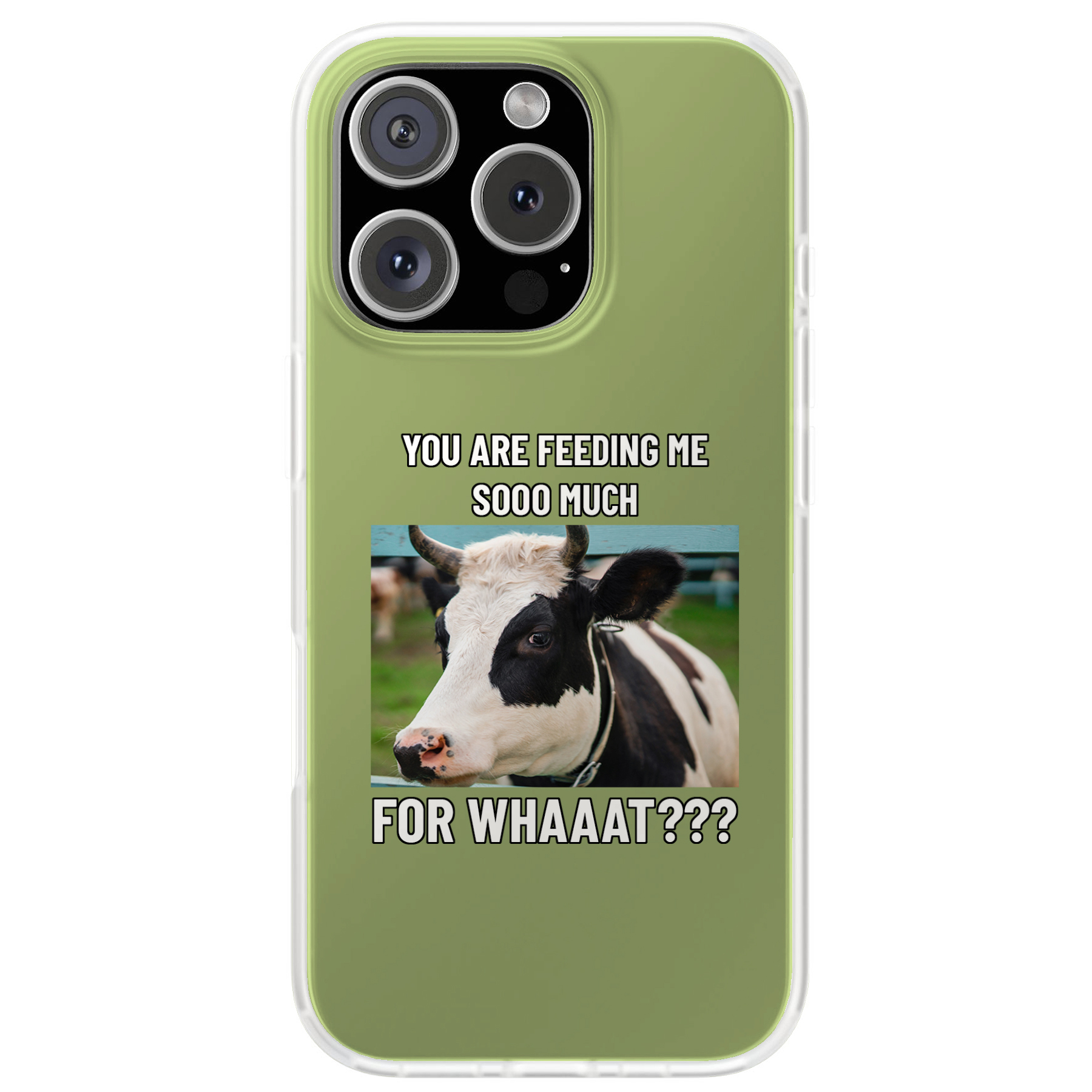 Graphic Case For Apple iPhone (16,15,14,13,12,11,X,8,7),Funny Meme Cow Print