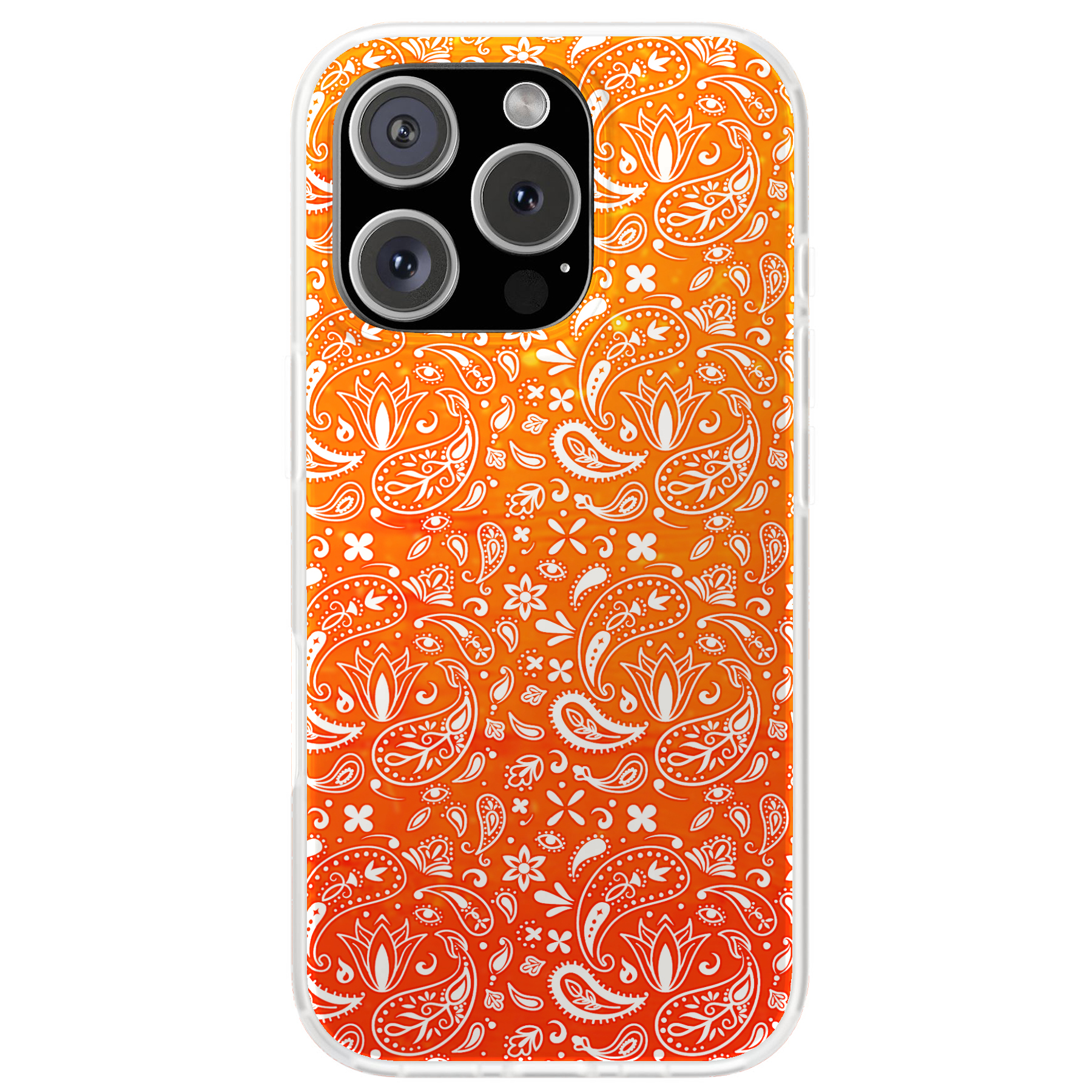 Designer Hülle für Apple iPhone (16,15,14,13,12,11,X,8,7), Orange Bandana Print - Bild 6 von 8