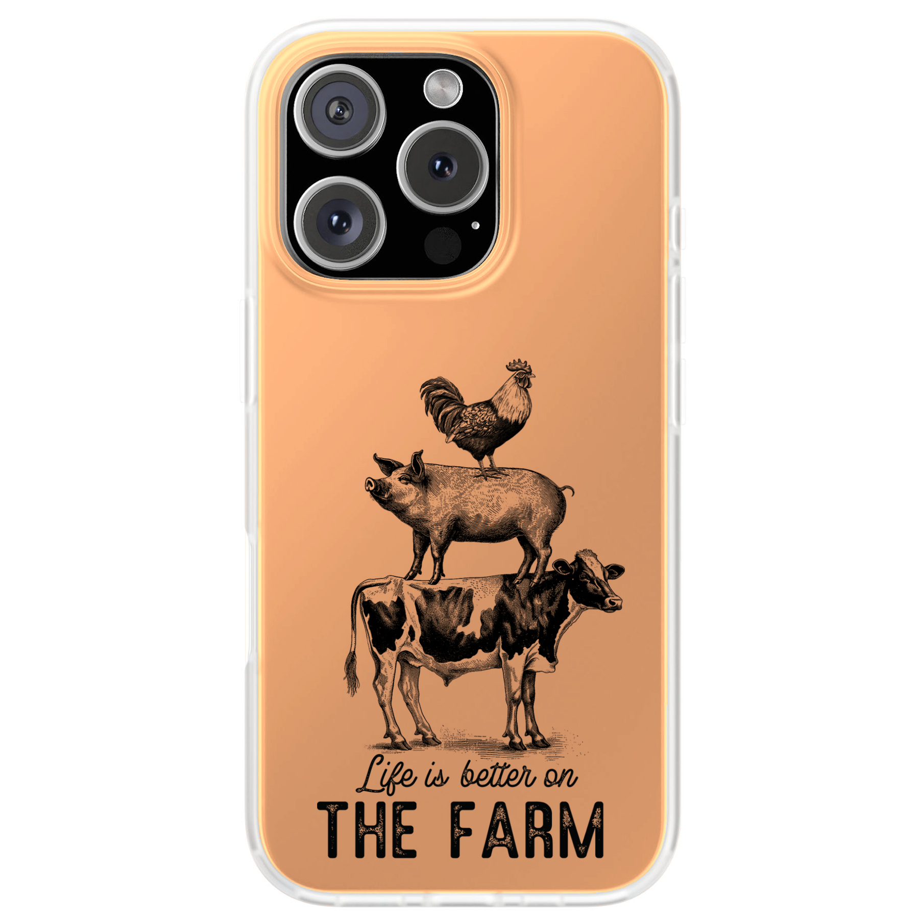 Graphic Case For Apple iPhone (16,15,14,13,12,11,X,8,7),Vintage Farm 1 Print