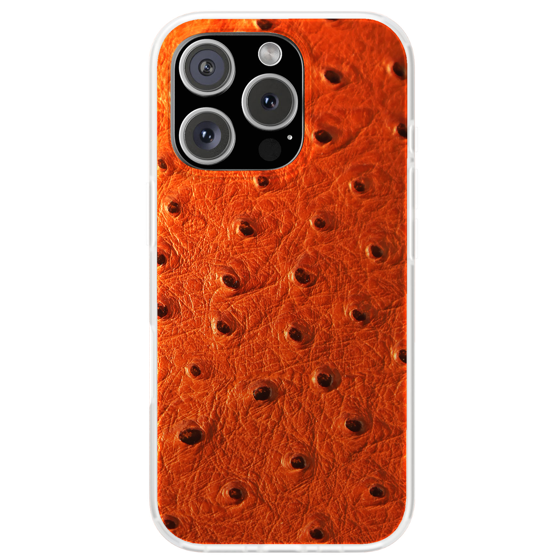 Designer Hülle für Apple iPhone (16,15,14,13,12,11,X,8,7), Orange Straußenmuster - Bild 6 von 8
