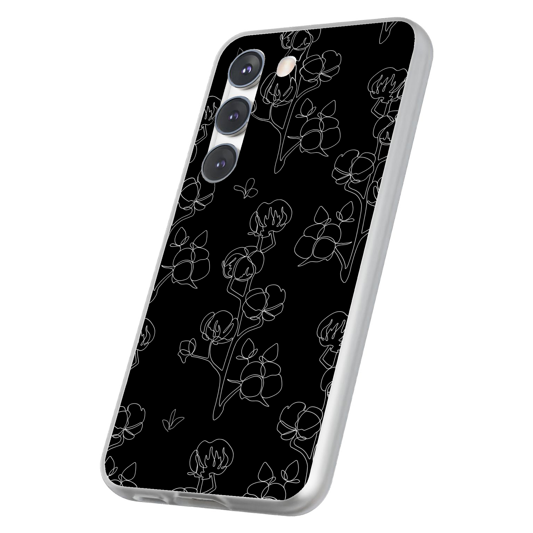 Case For Samsung Galaxy S(S25,S24,S23,S22,S21,S20,S10),Line Art Flower Print