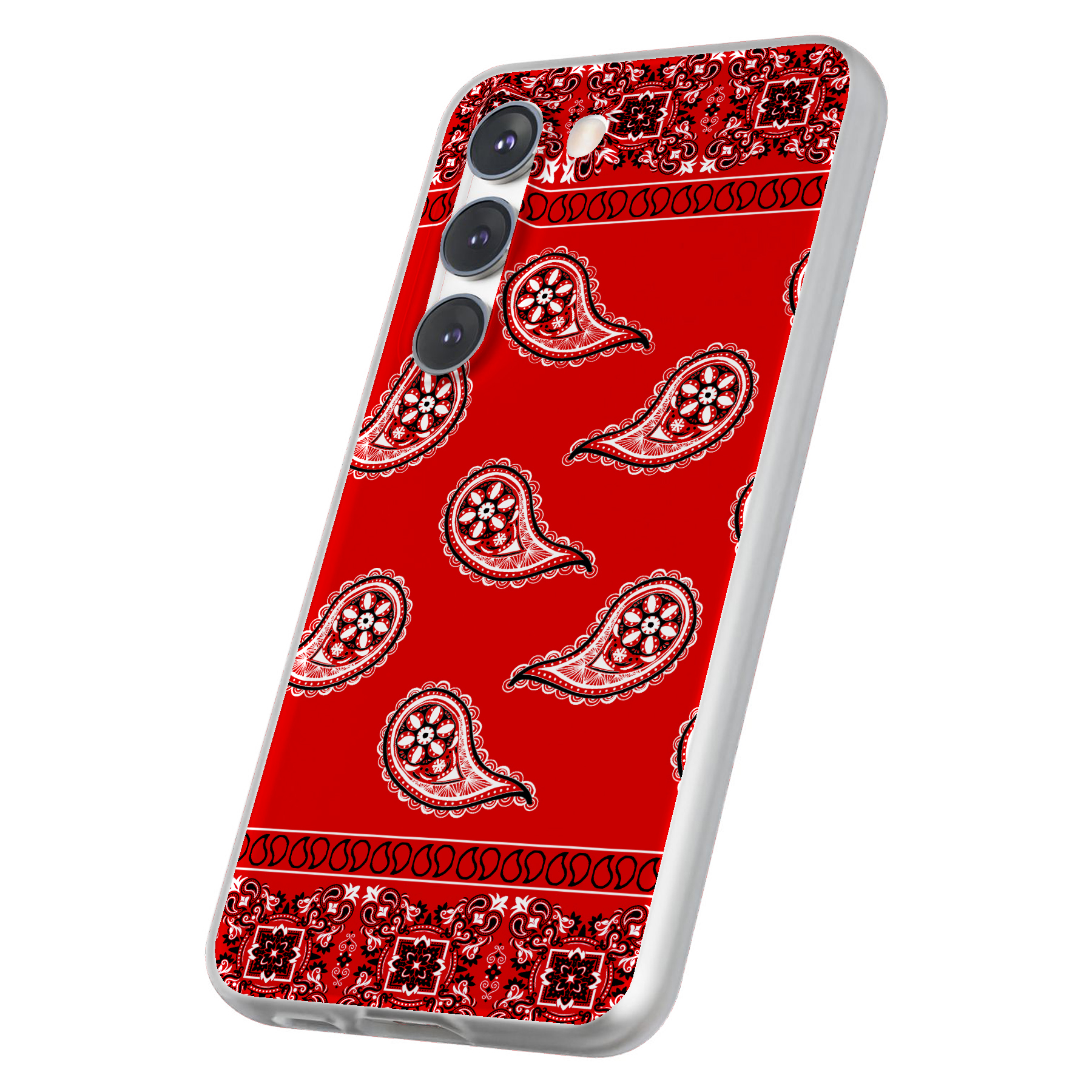 Case For Samsung Galaxy S(S25,S24,S23,S22,S21,S20,S10),Red Bandana Print