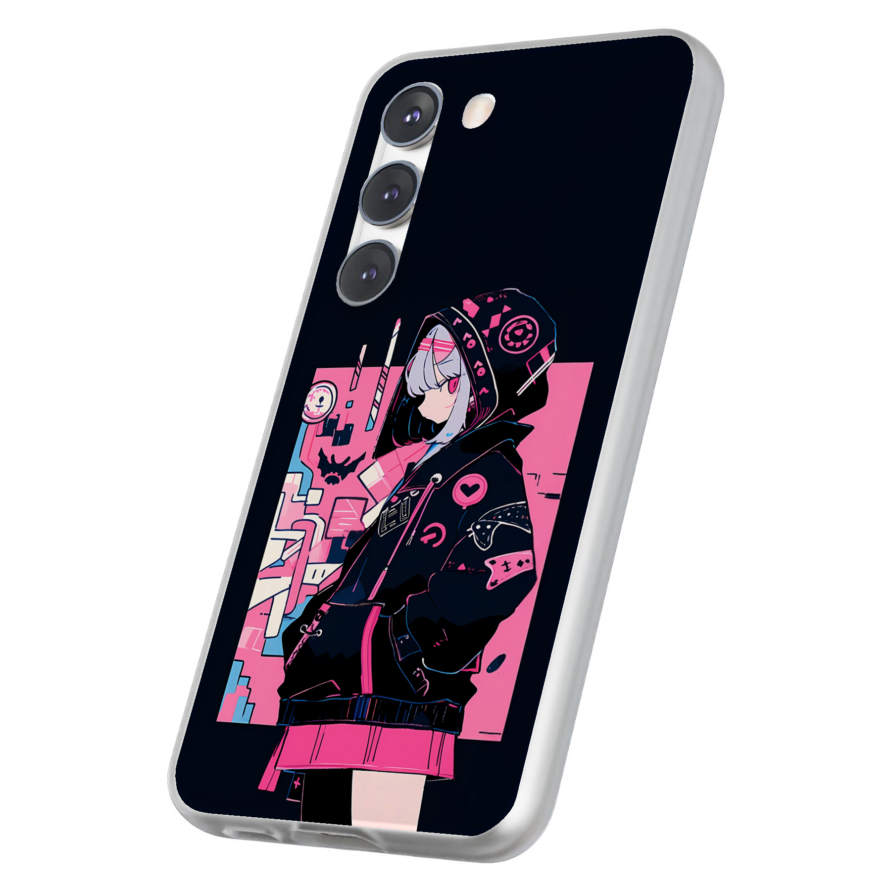 Case For Samsung Galaxy S(S25,S24,S23,S22,S21,S20,S10),Pink Anime Girl Print