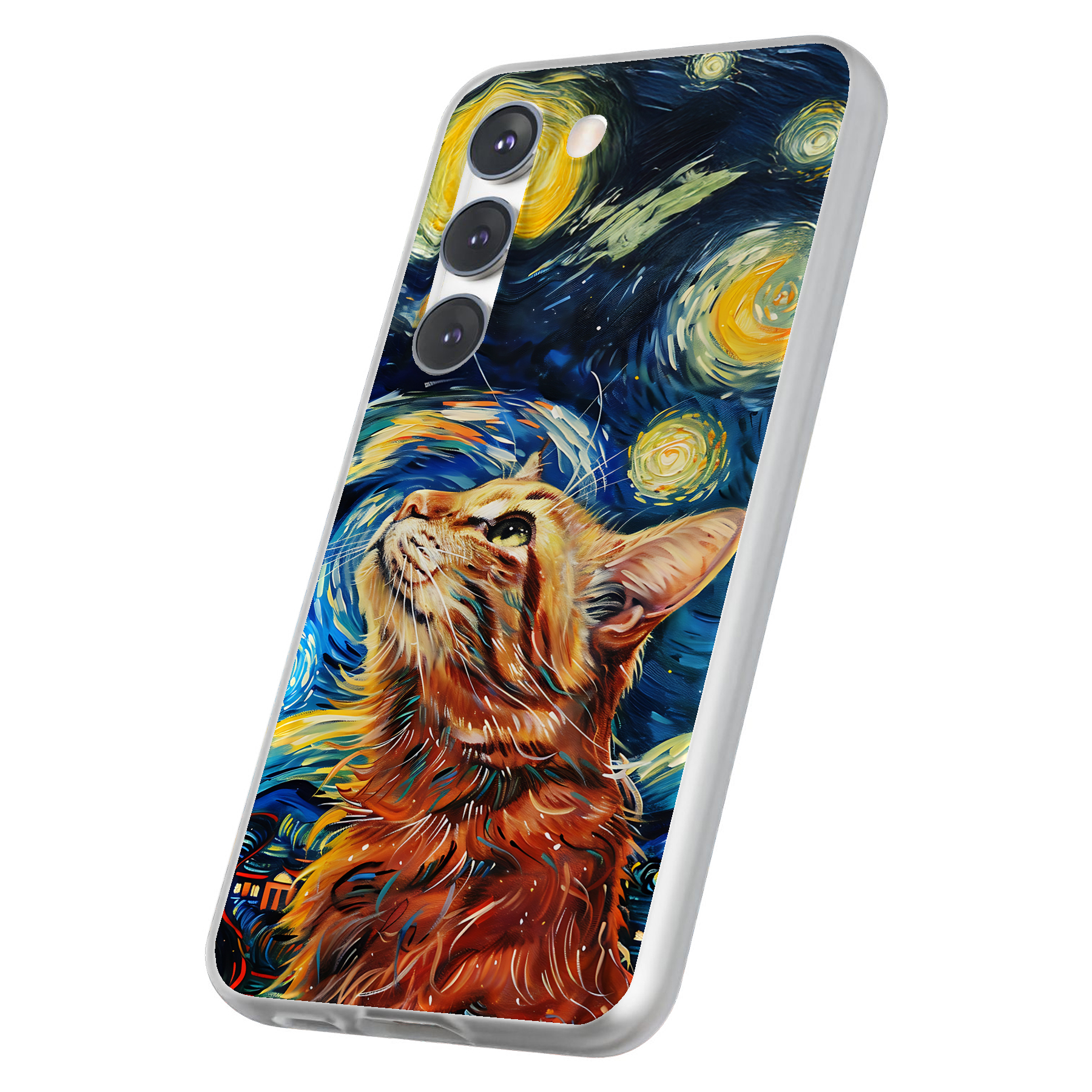 Case For Samsung Galaxy S(S25,S24,S23,S22,S21,S20),Cat Night 3 Print